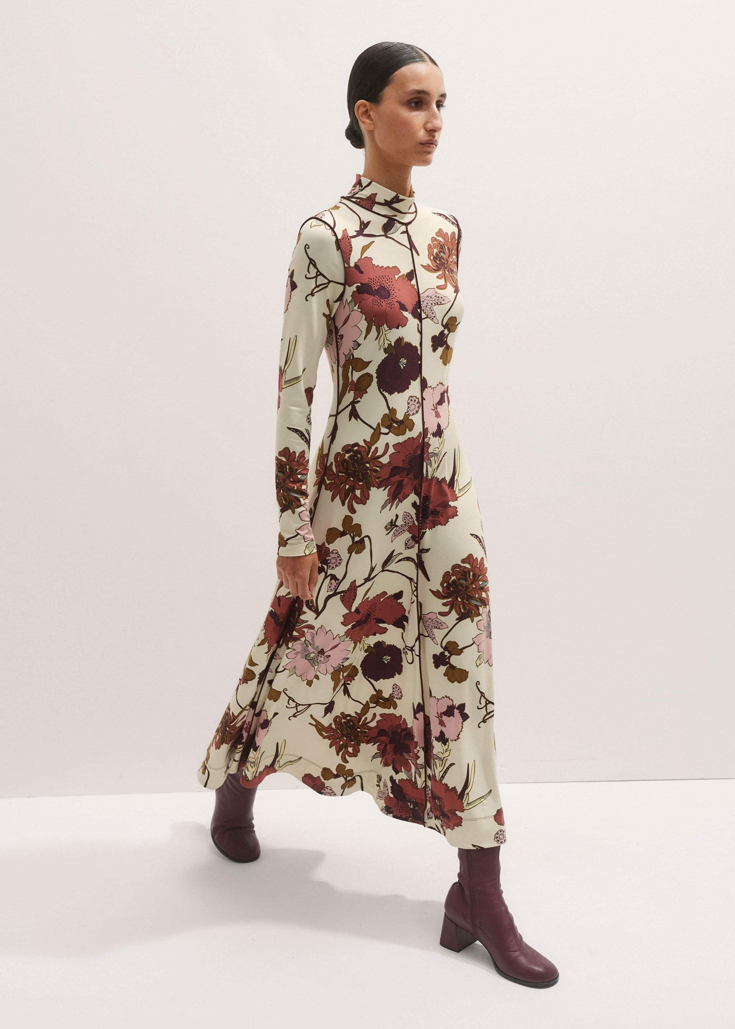 ME and EM Clothing Cream High Neck Jersey Maxi Dress