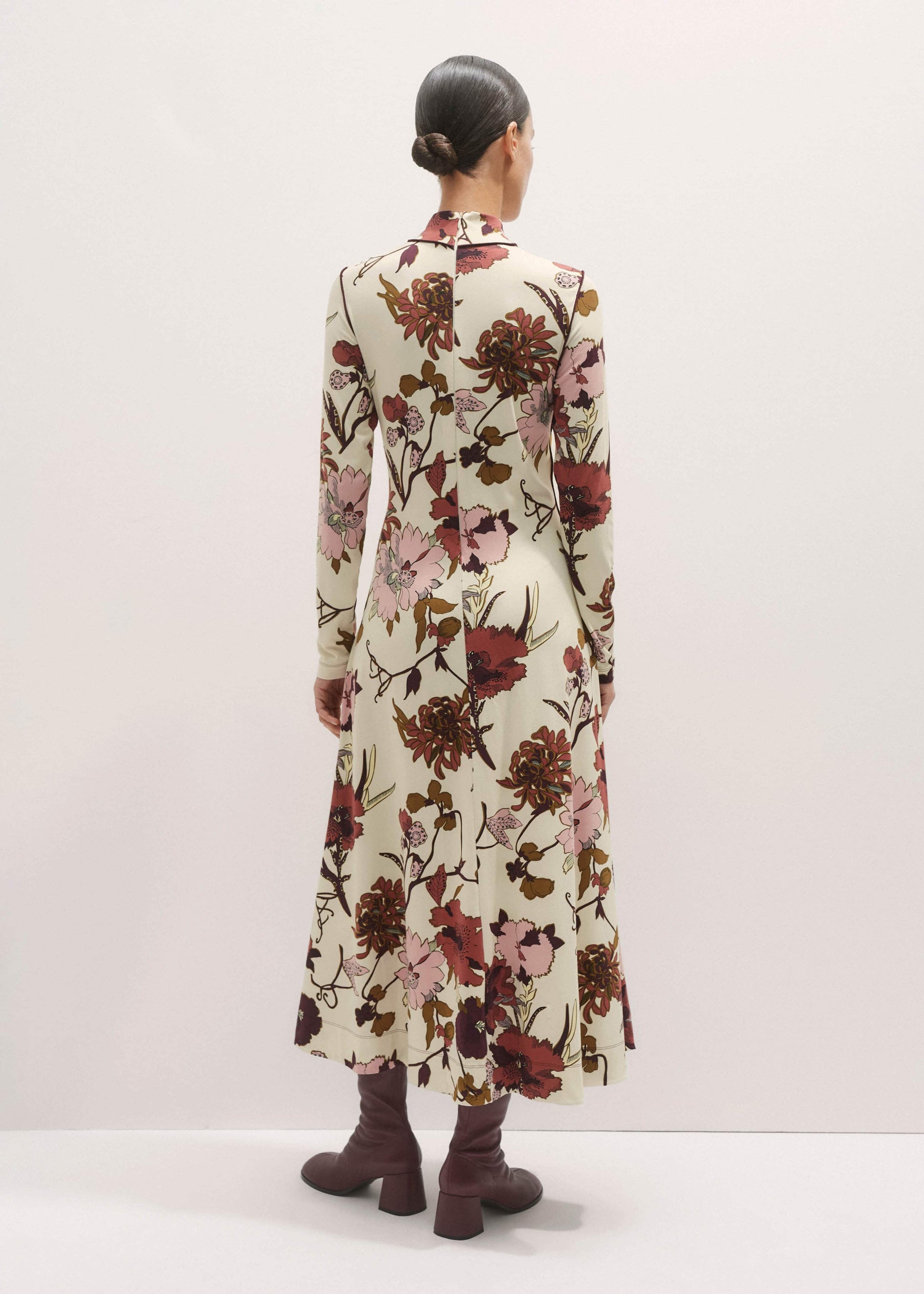 ME and EM Clothing Cream High Neck Jersey Maxi Dress