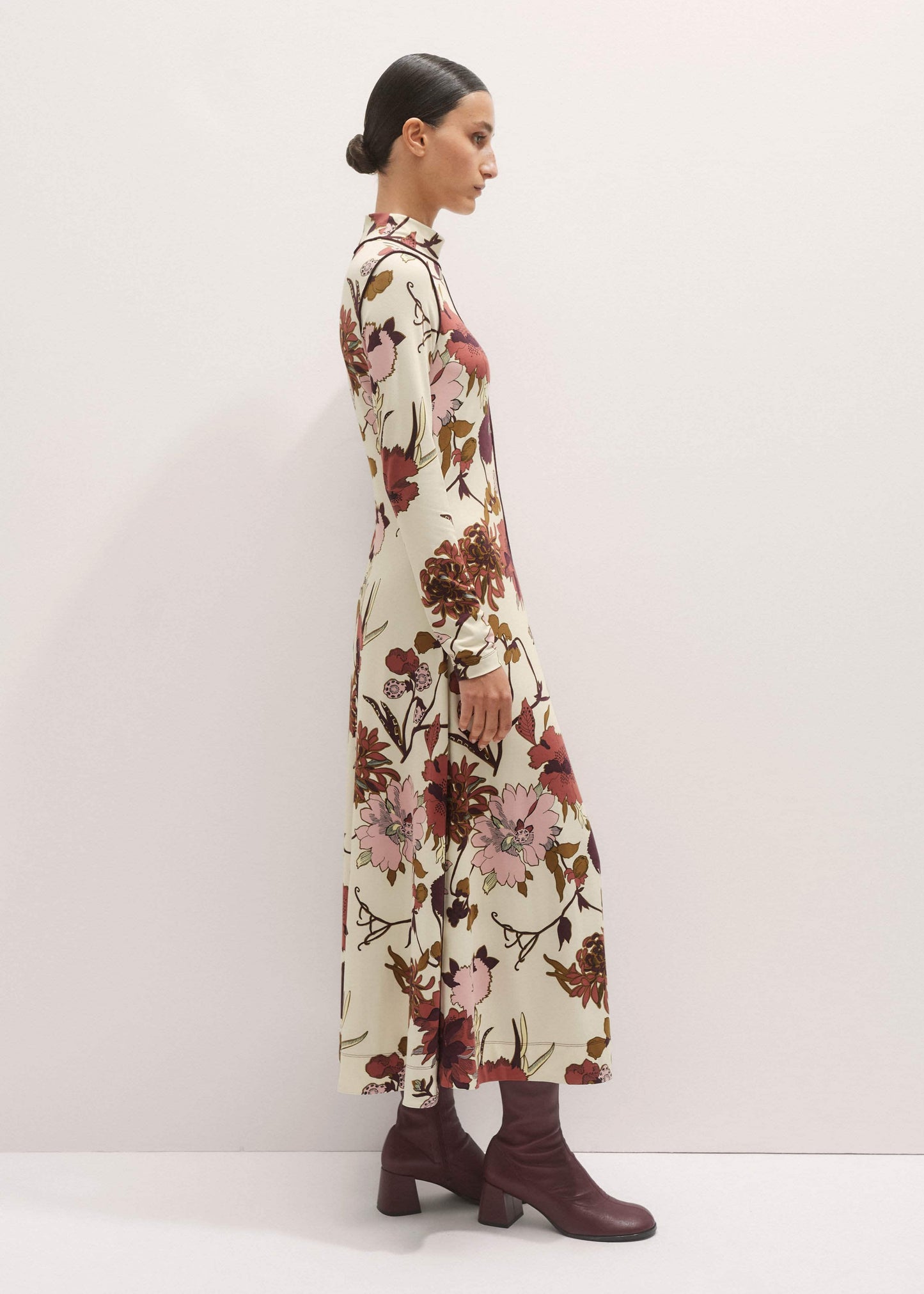 ME and EM Clothing Cream High Neck Jersey Maxi Dress