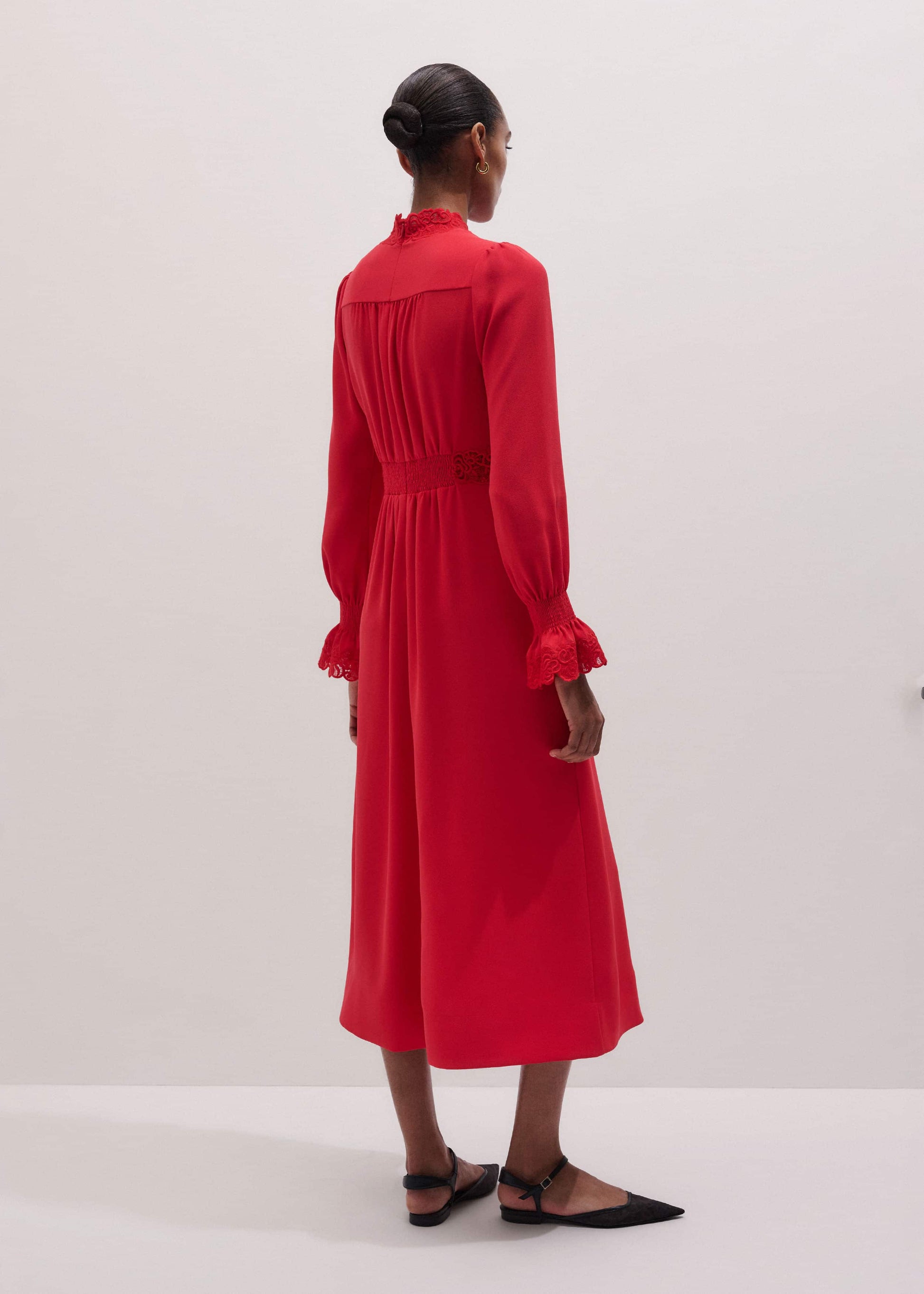 ME and EM Clothing Red Fit + Flare Lace Detail Maxi Dress