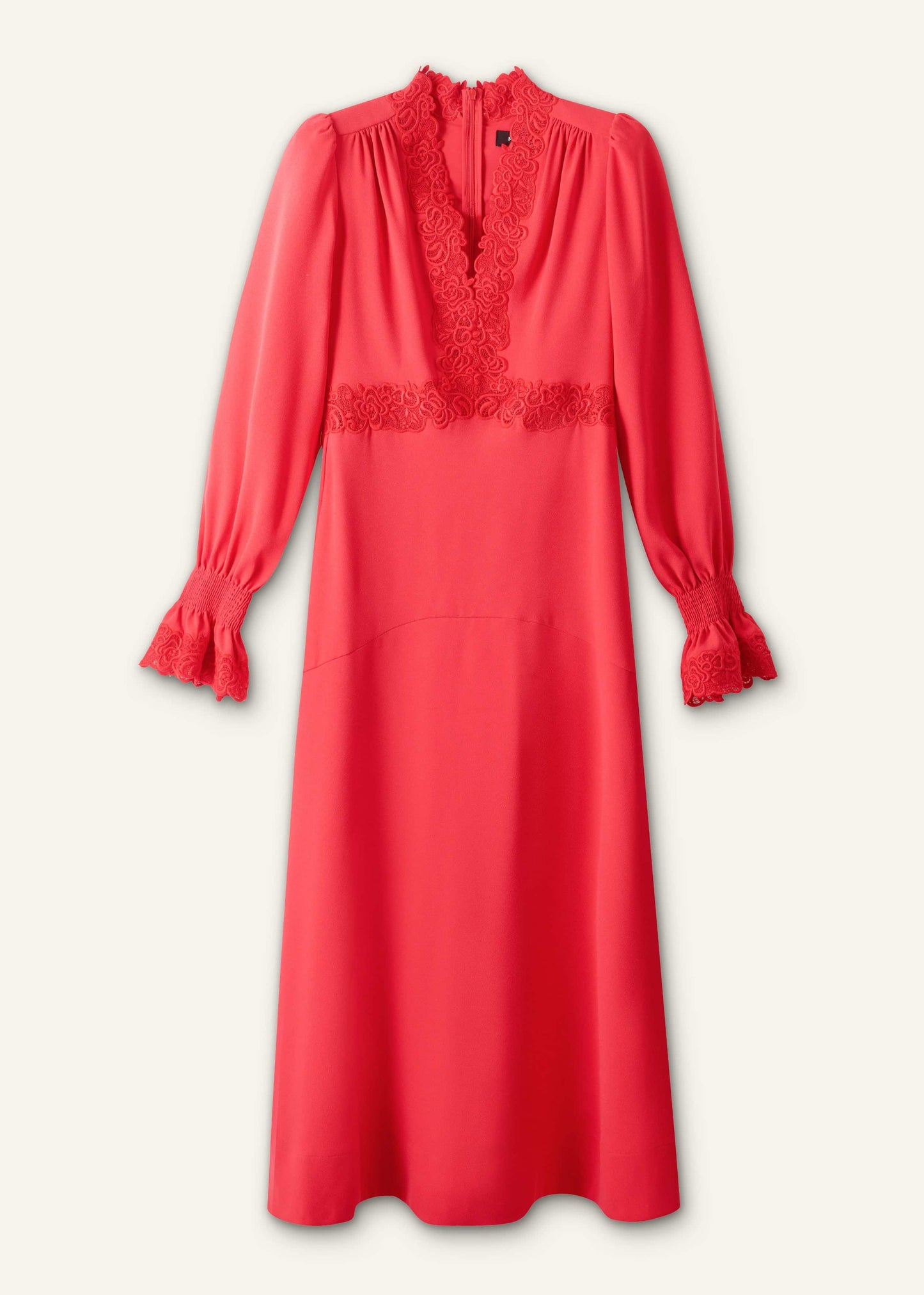 ME and EM Clothing Red Fit + Flare Lace Detail Maxi Dress