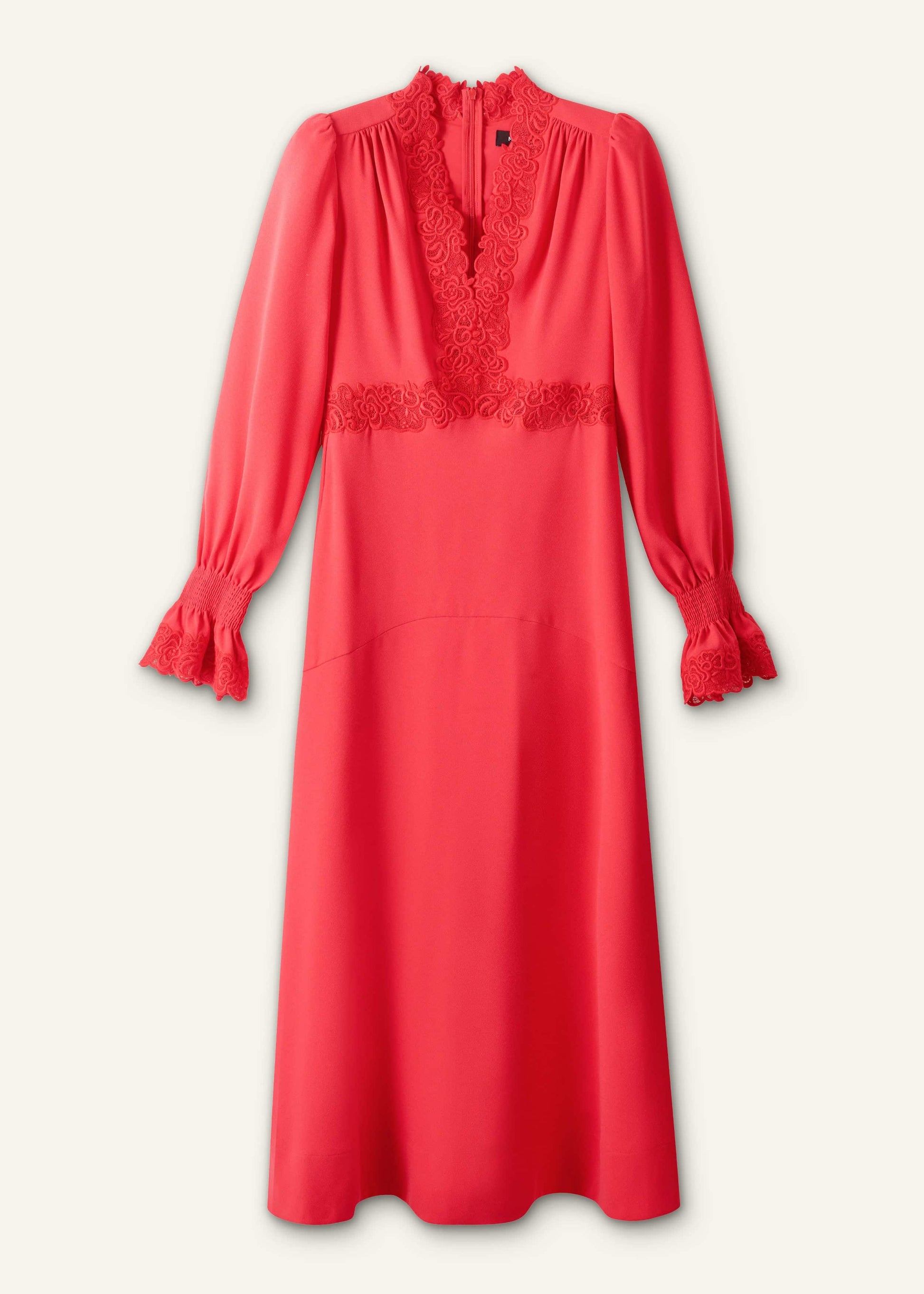 ME and EM Clothing Red Fit + Flare Lace Detail Maxi Dress
