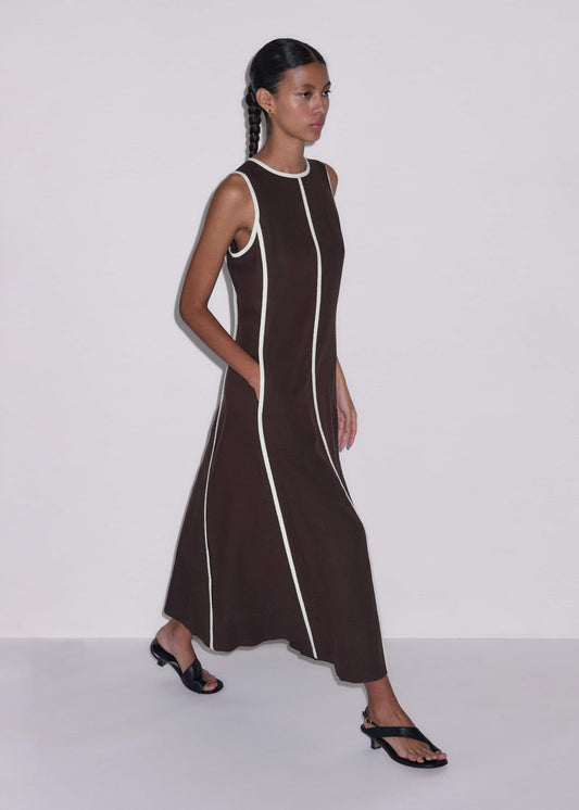 ME and EM Clothing Brown Crease-Less Linen Effortless Maxi Dress