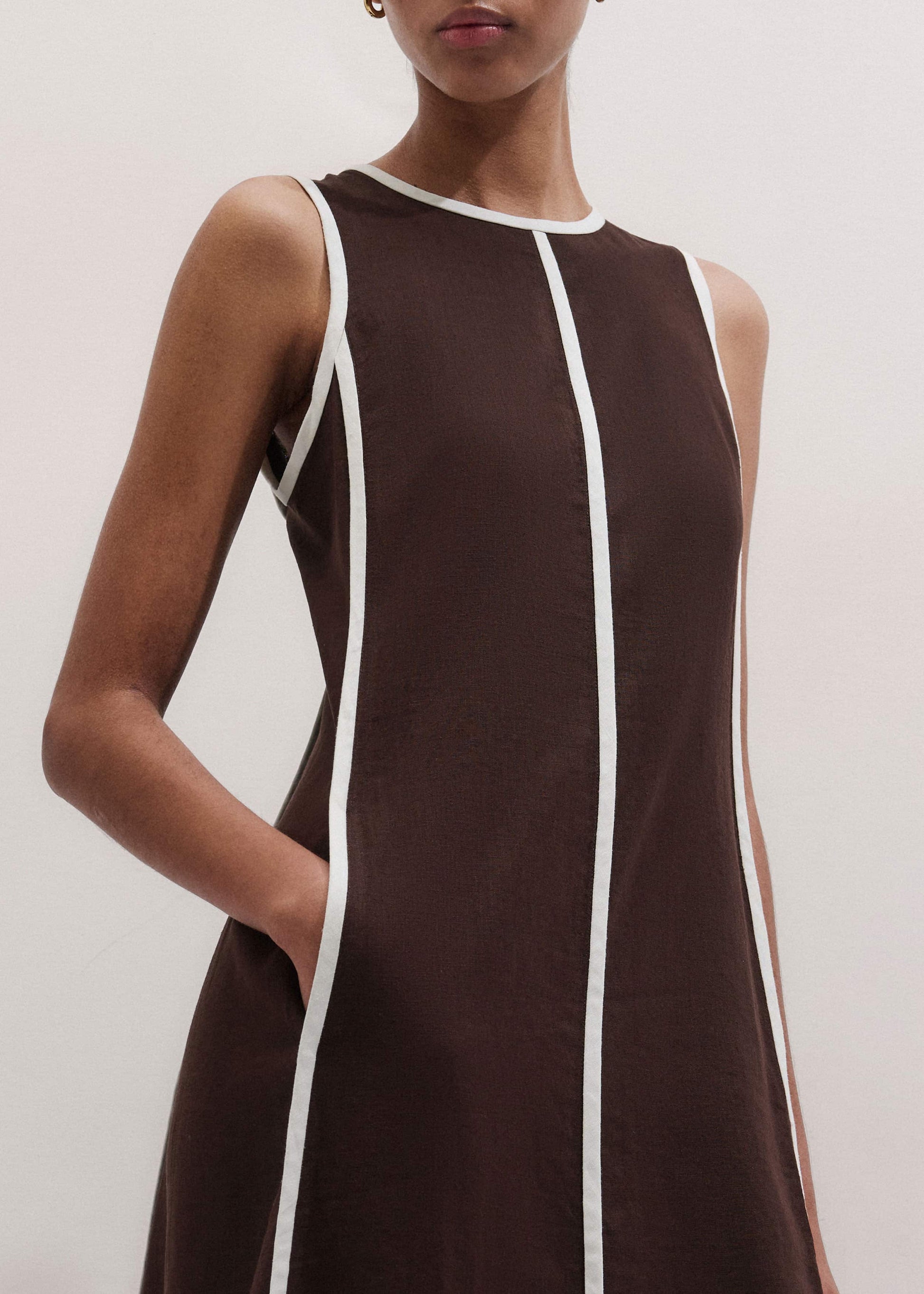 ME and EM Clothing Brown Crease-Less Linen Effortless Maxi Dress