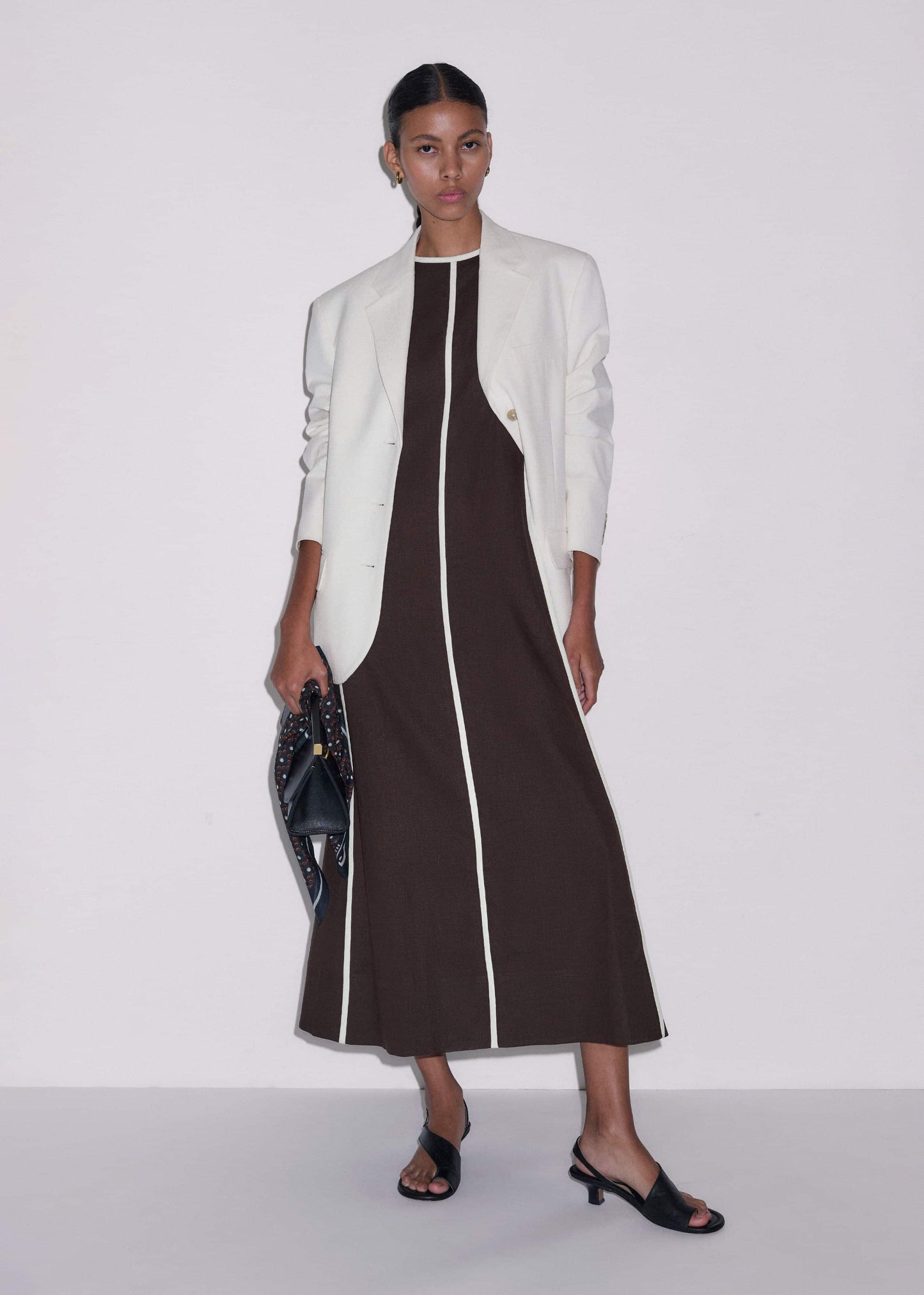 ME and EM Clothing Brown Crease-Less Linen Effortless Maxi Dress