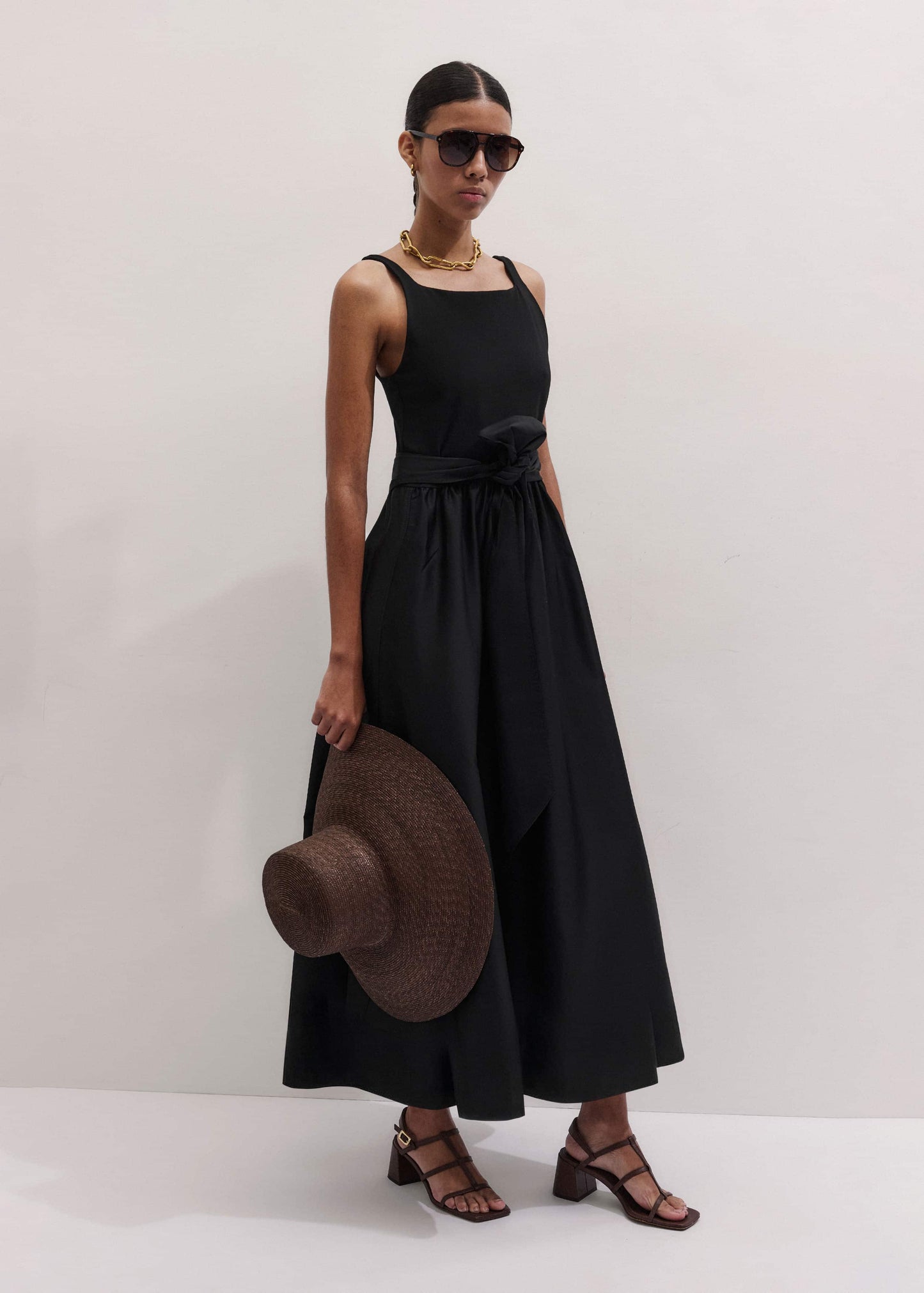 ME and EM Clothing Black Fit + Flare Maxi Dress