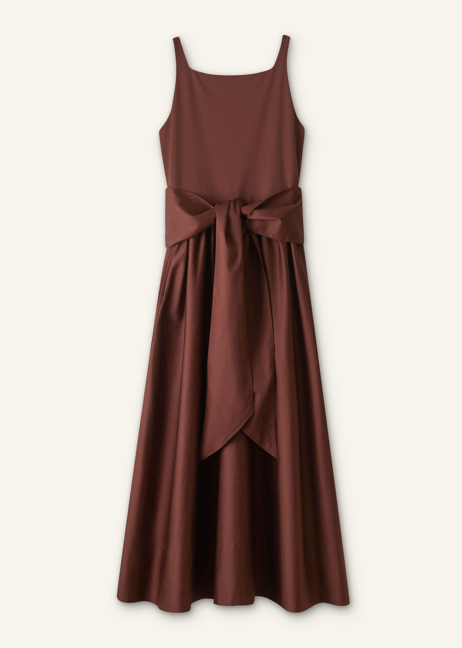 ME and EM Clothing Cinnamon Brown Fit + Flare Maxi Dress
