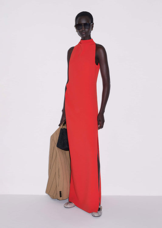 ME and EM Clothing Red Draped Full Length Dress