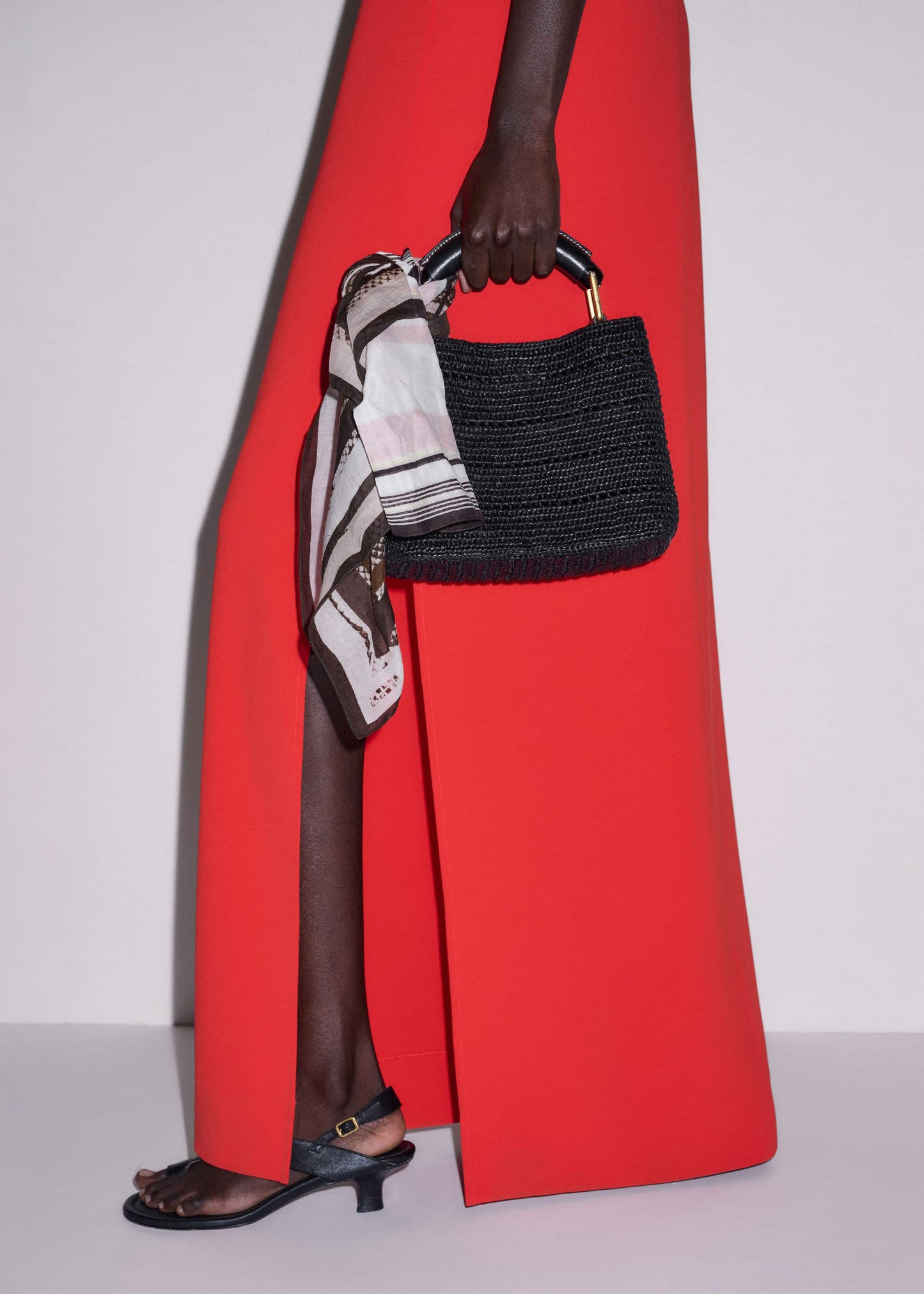 ME and EM Clothing Red Draped Full Length Dress