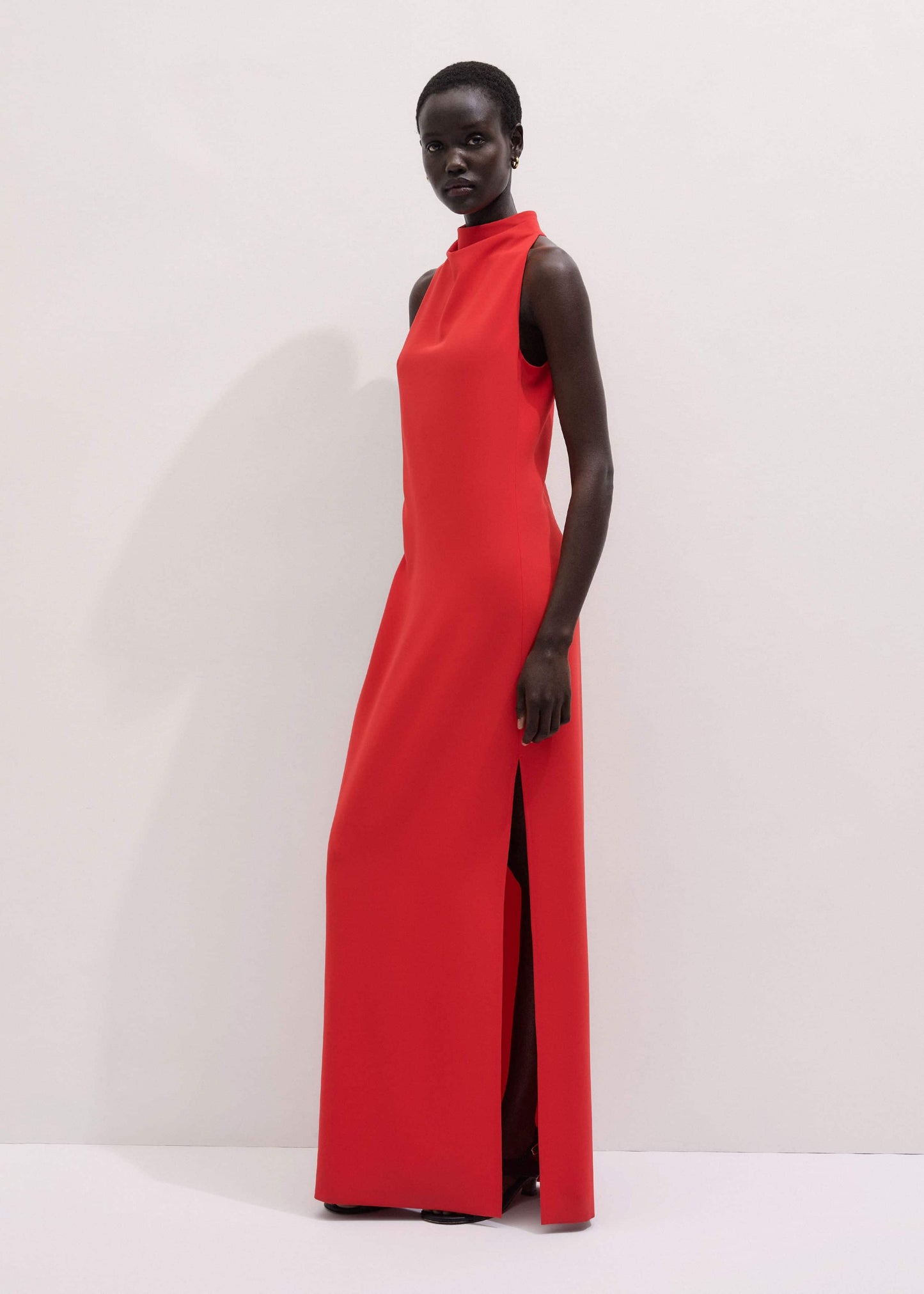 ME and EM Clothing Red Draped Full Length Dress