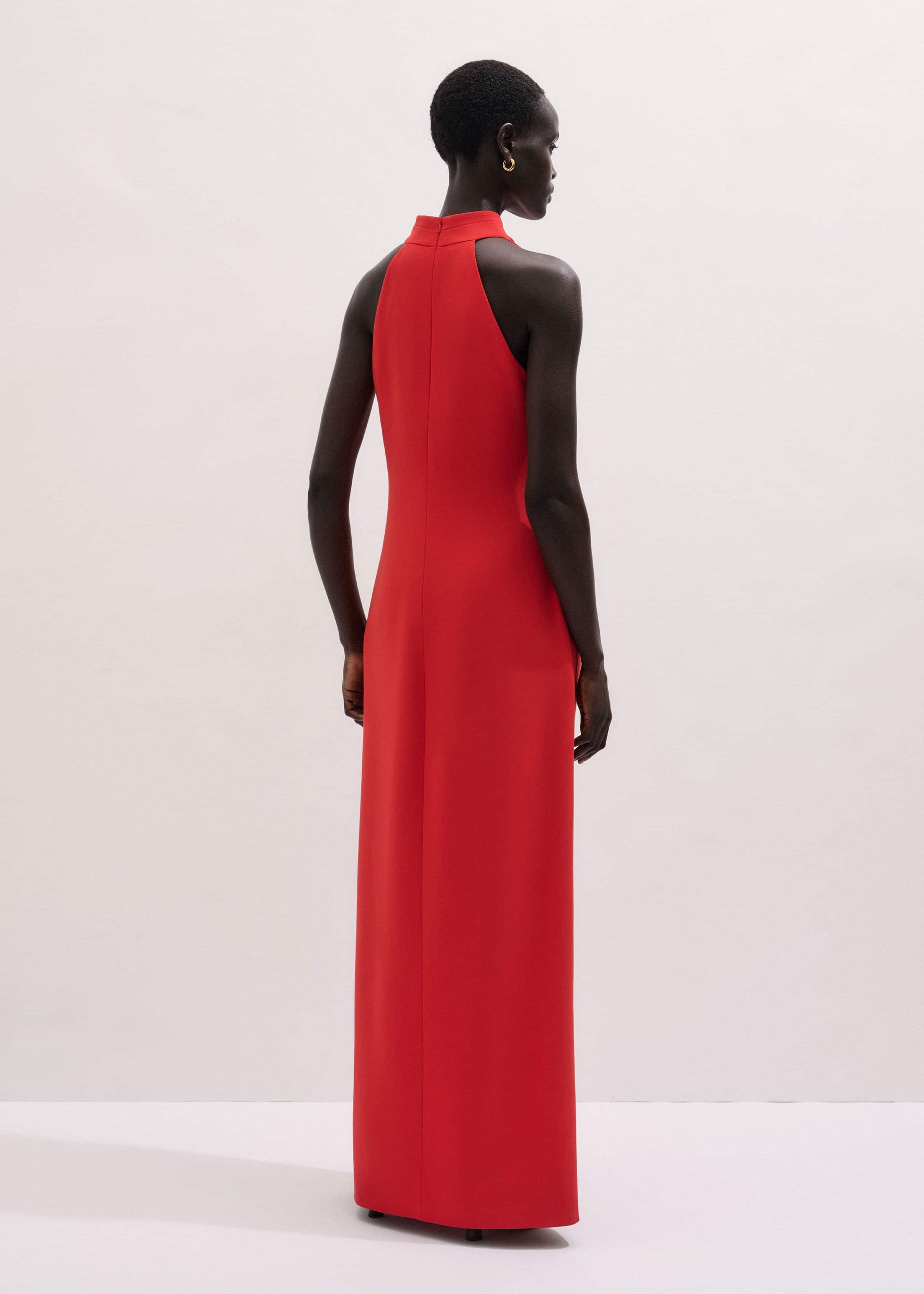 ME and EM Clothing Red Draped Full Length Dress