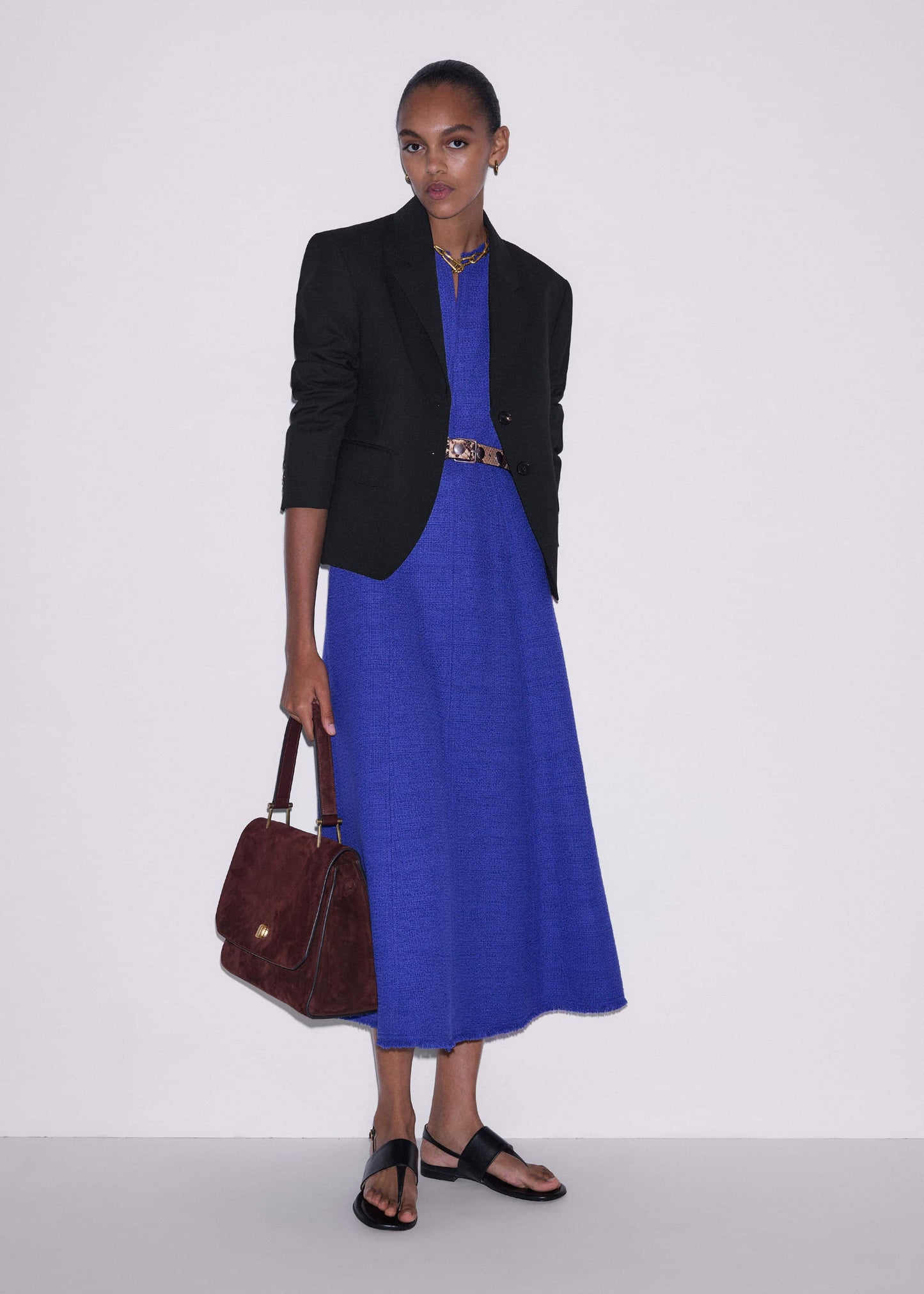 ME and EM Clothing Blue Desk-To-Dinner Fit And Flare Maxi Dress