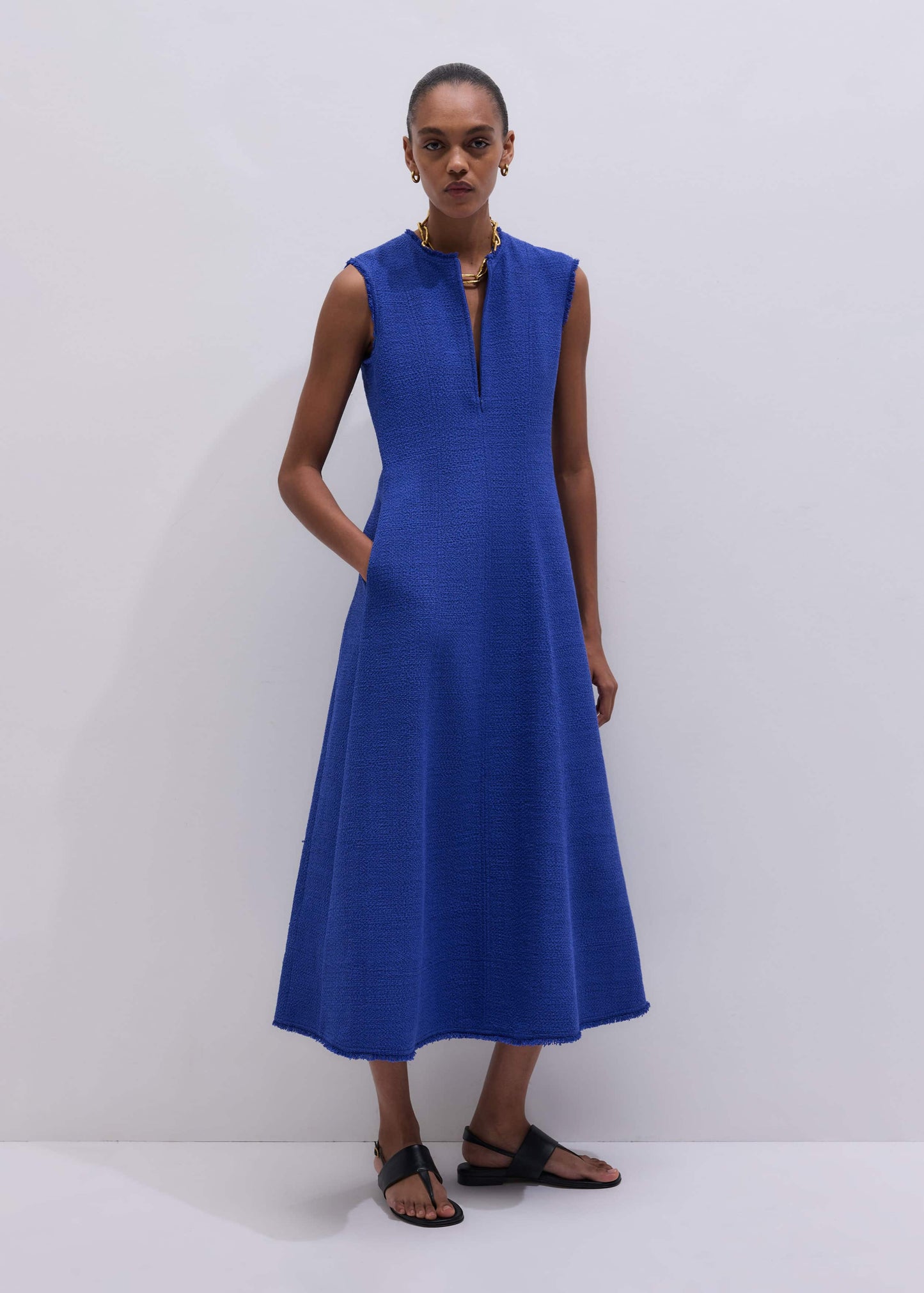 ME and EM Clothing Blue Desk-To-Dinner Fit And Flare Maxi Dress