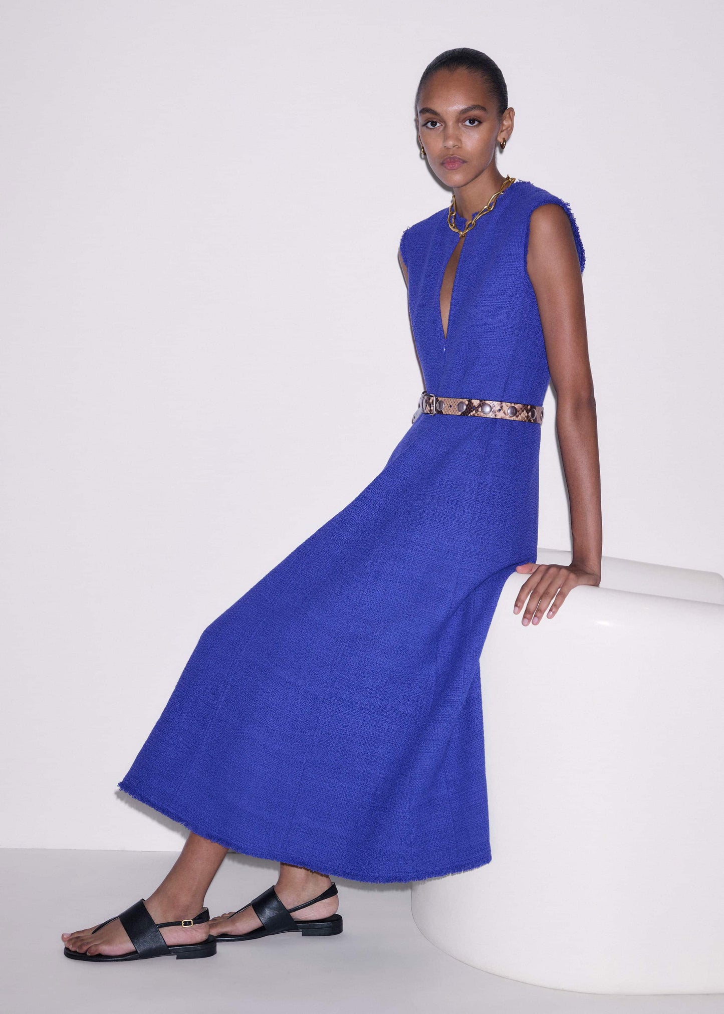 ME and EM Clothing Blue Desk-To-Dinner Fit And Flare Maxi Dress
