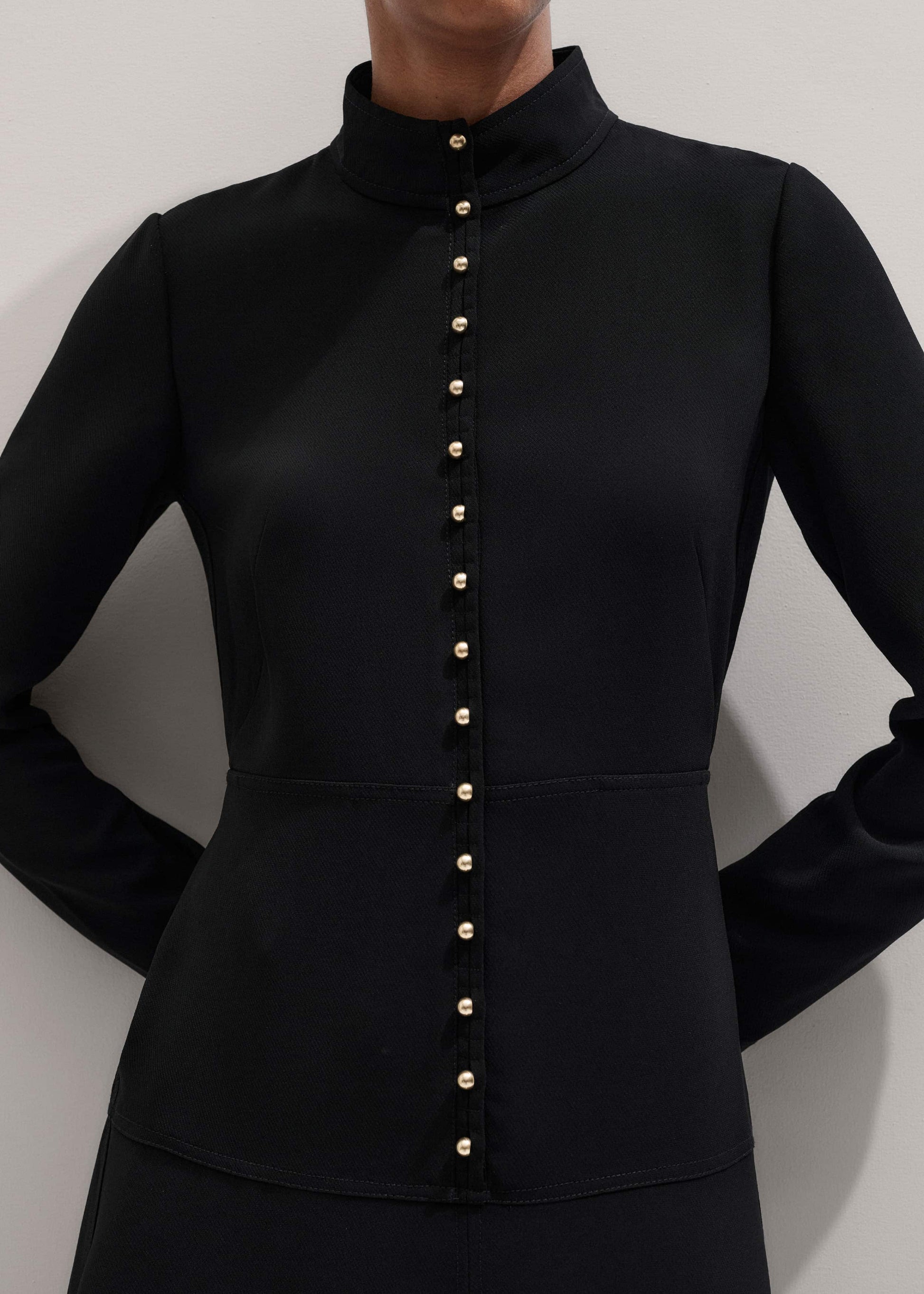 ME and EM Clothing Black A-Line Feature Button Maxi Dress