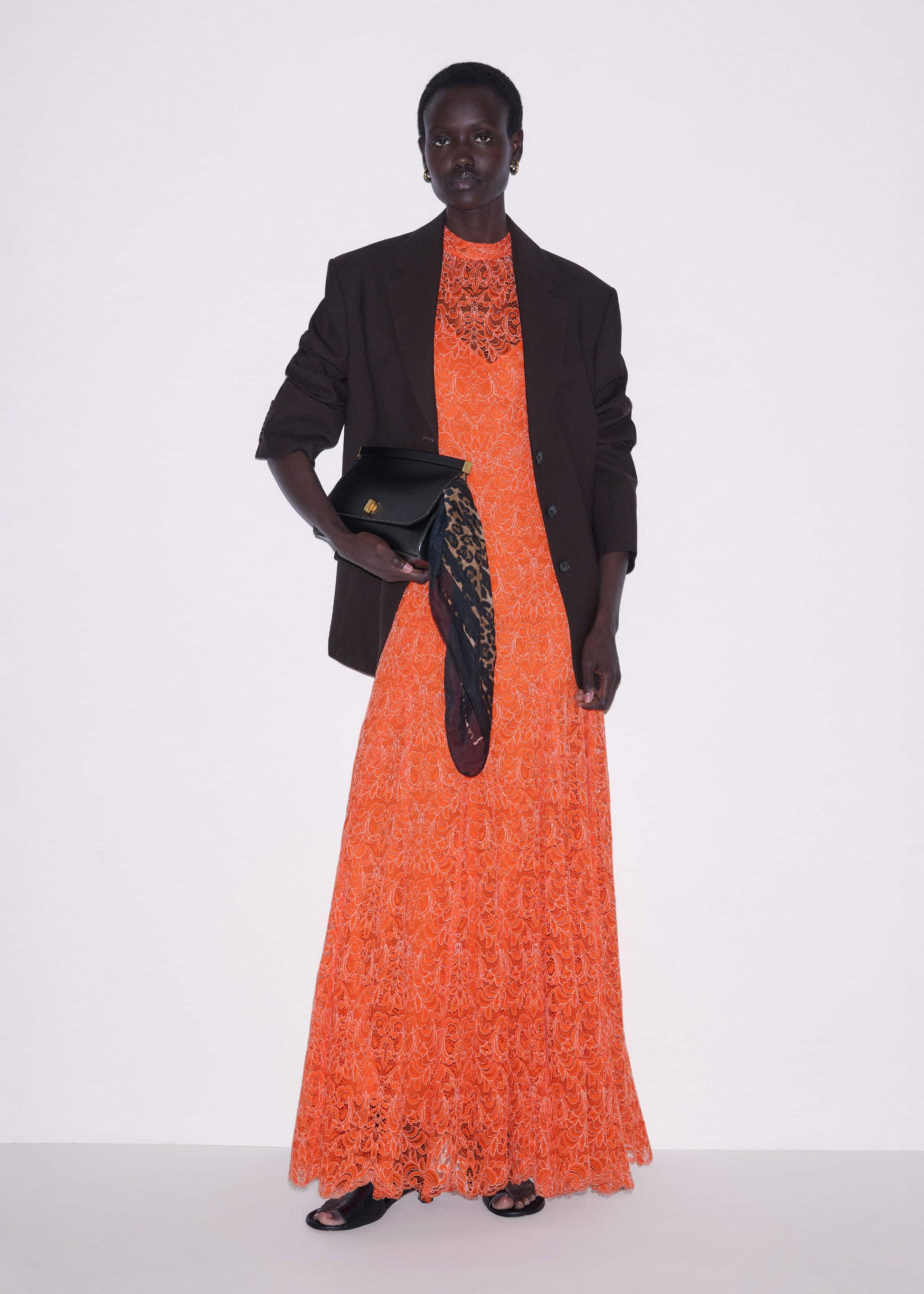 ME and EM Clothing Orange Two Tone Full Length Dress