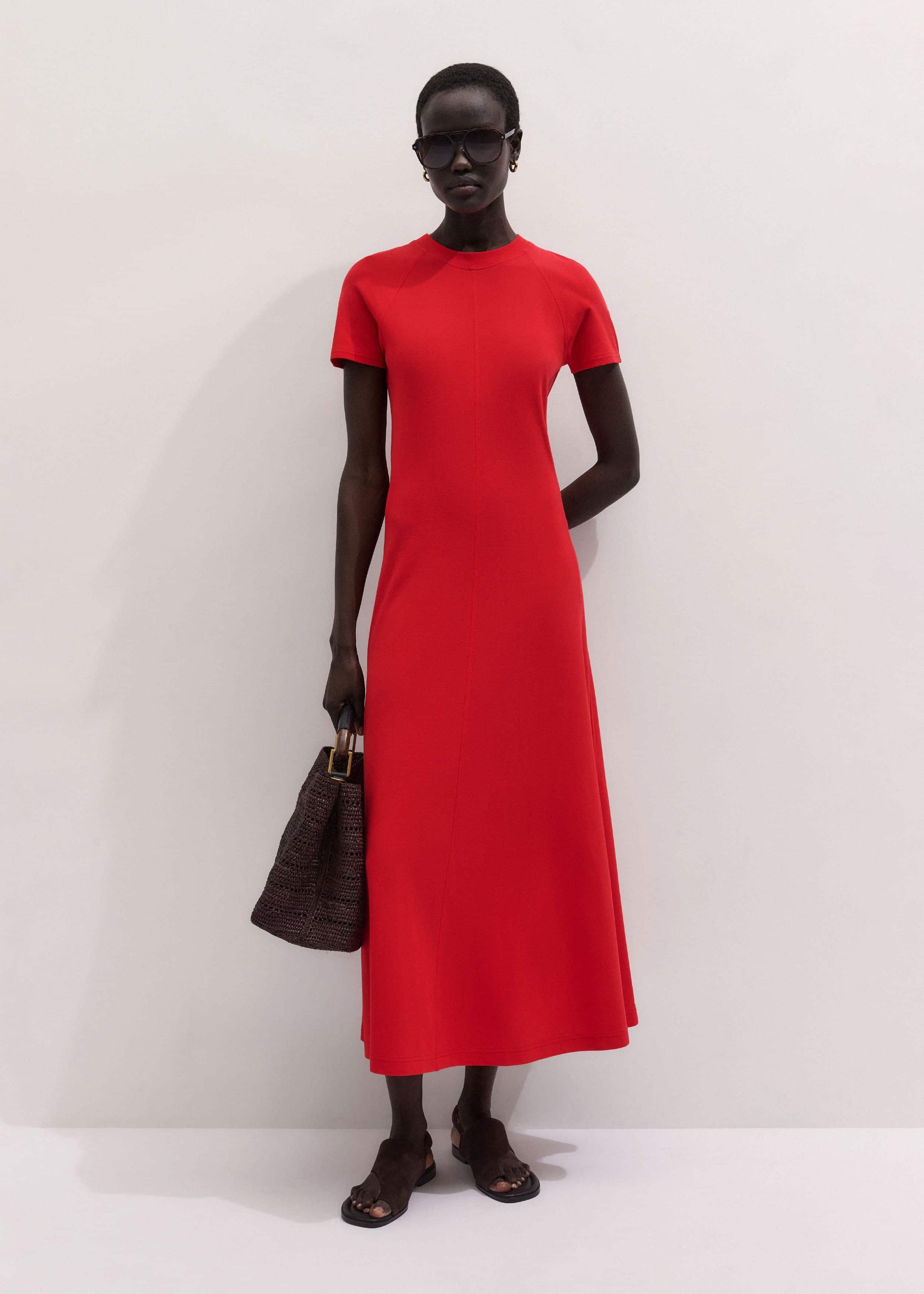 ME and EM Clothing Red Raglan Sleeve Maxi Dress