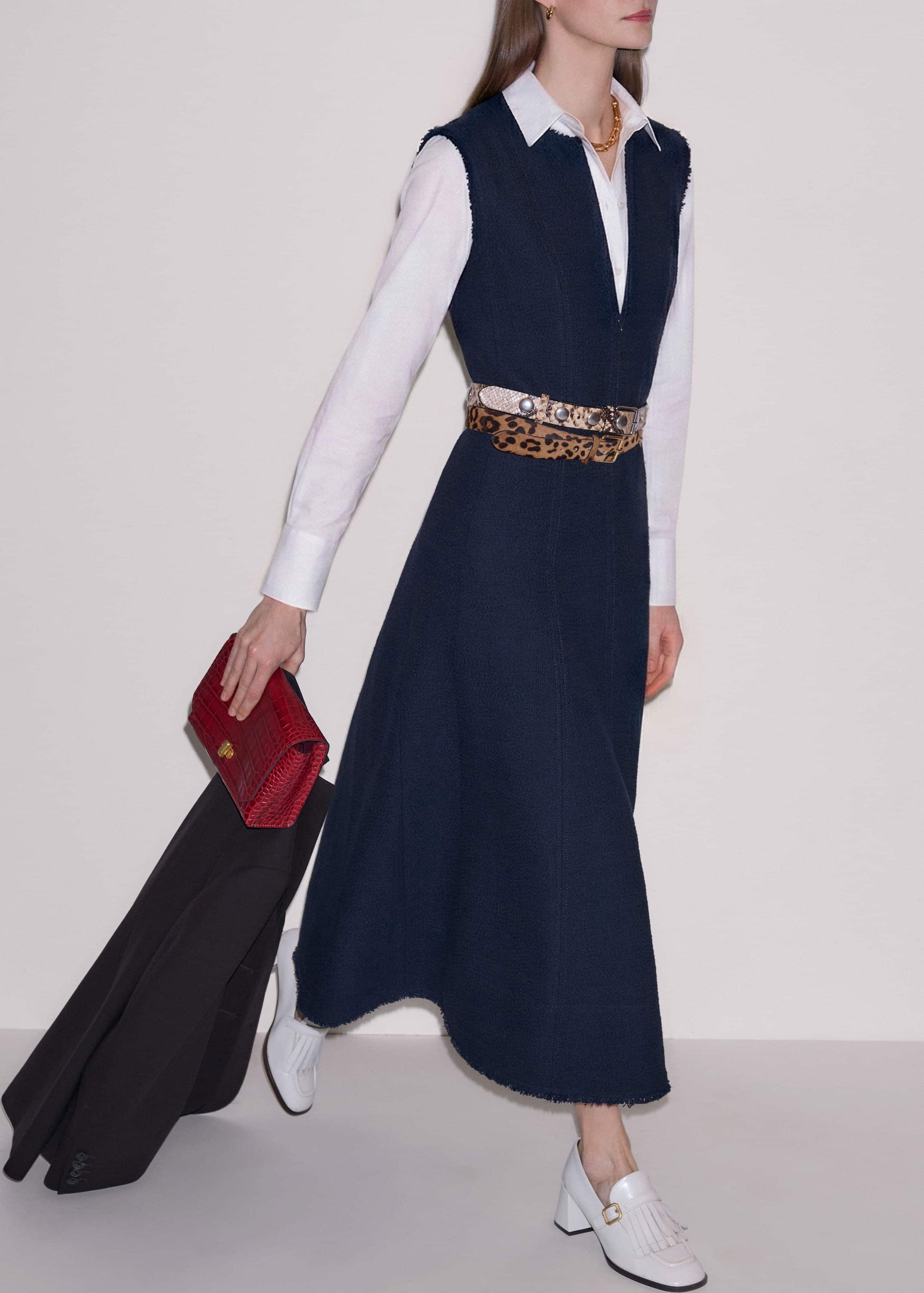 ME and EM Clothing Navy Desk-To-Dinner Fit + Flare Maxi Dress