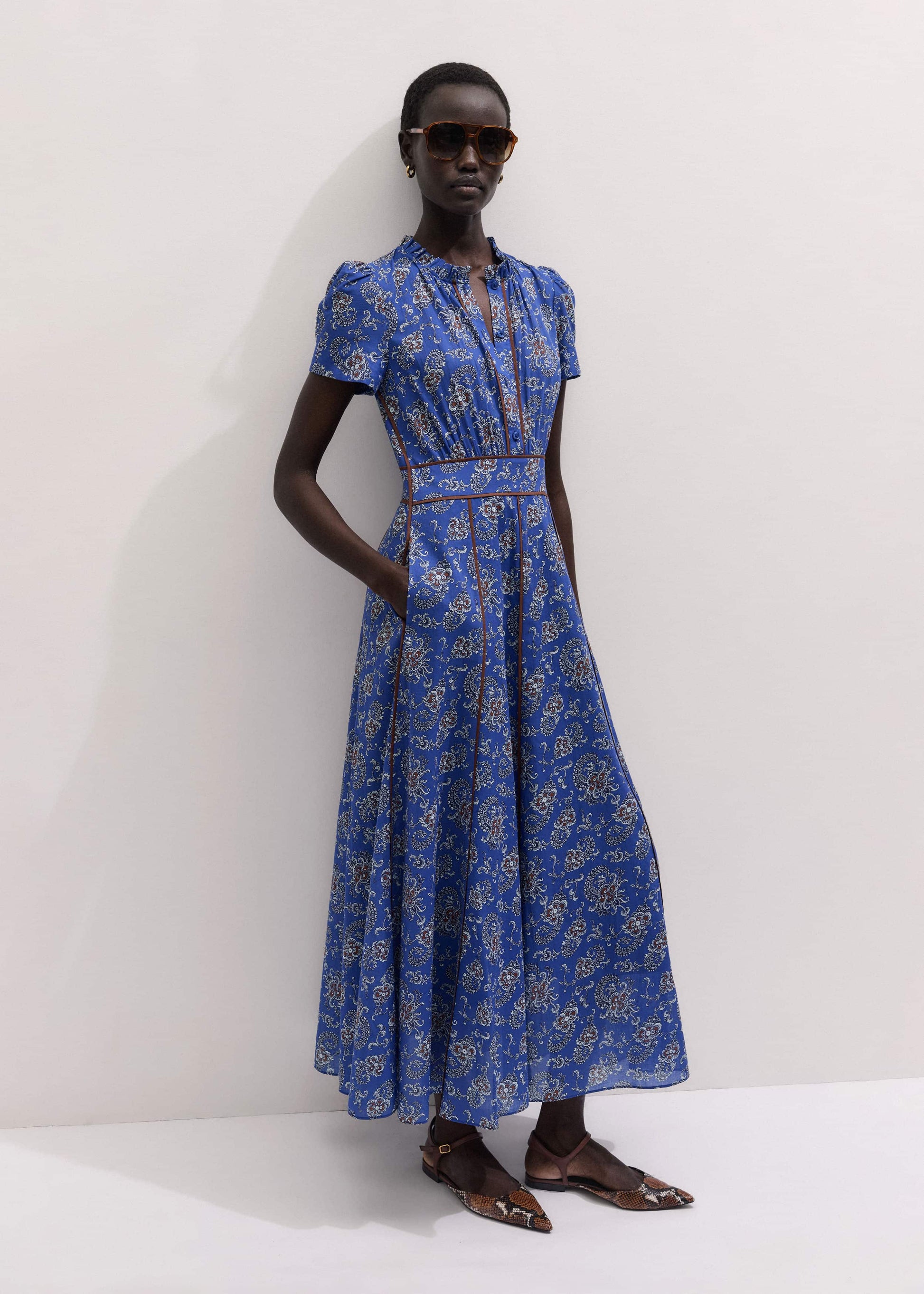 ME and EM Clothing Blue Fit + Flare Maxi Dress