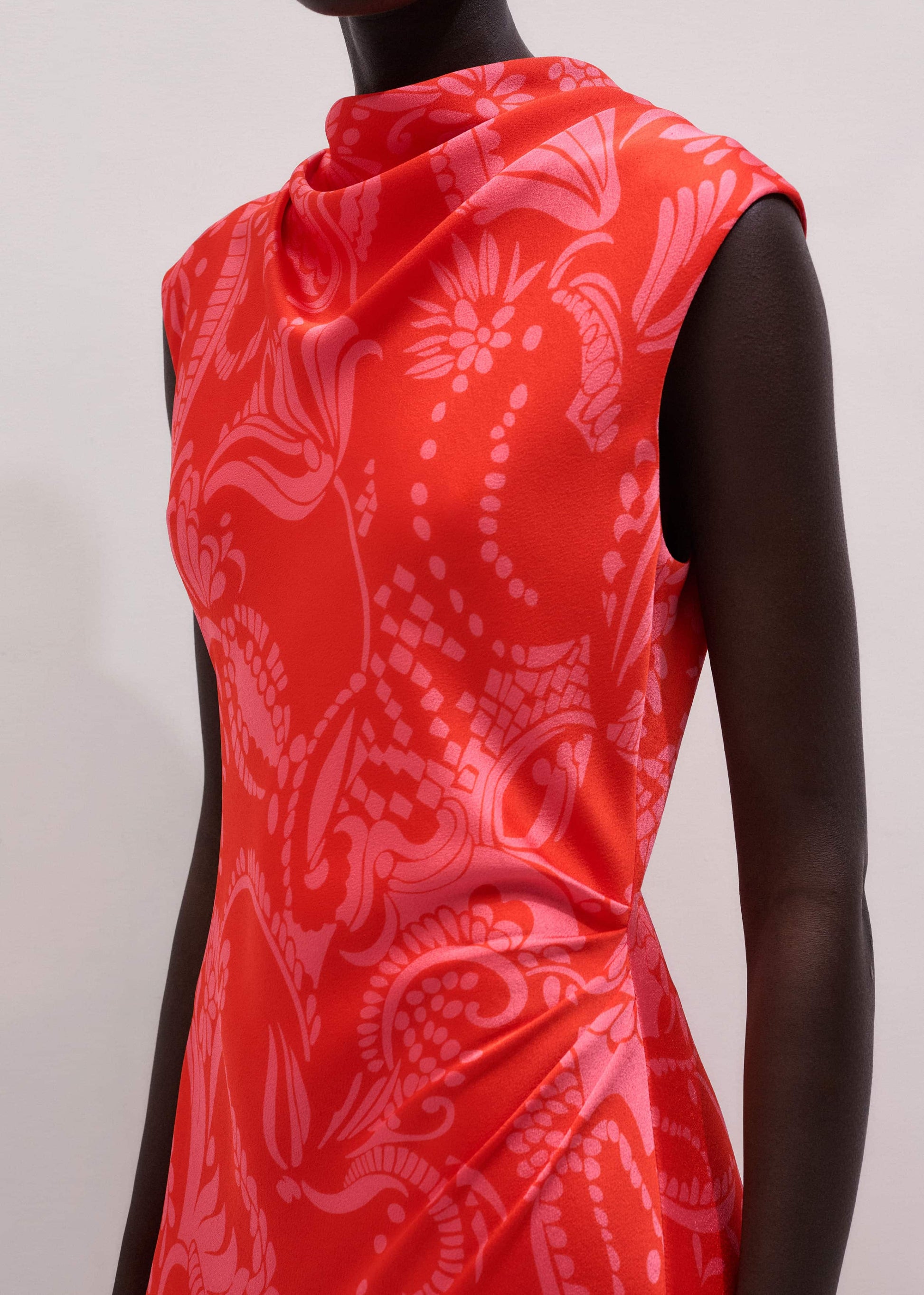 ME and EM Clothing Orange Stylised Silhouette Print Bias Cut Full Length Dress