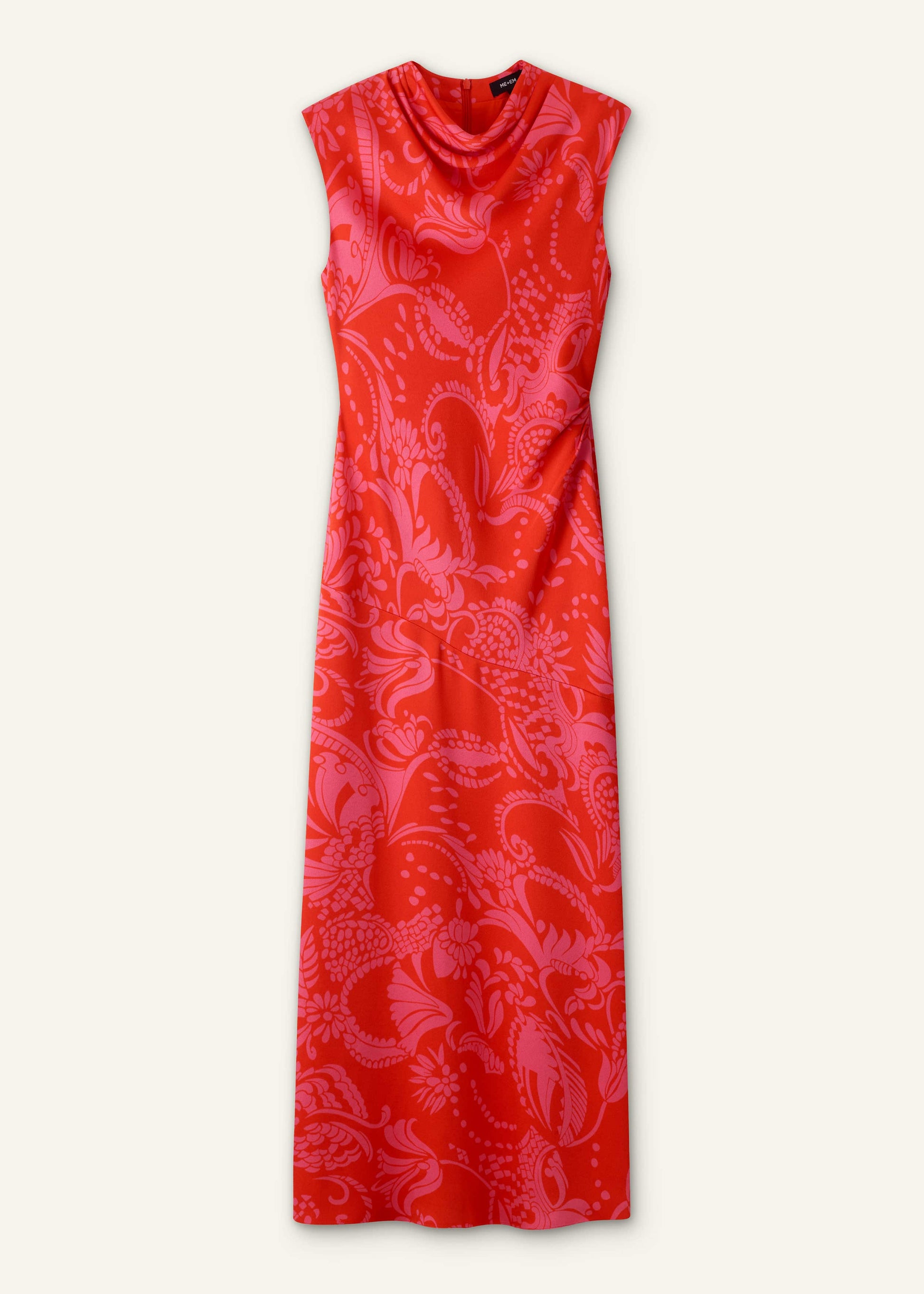 ME and EM Clothing Orange Stylised Silhouette Print Bias Cut Full Length Dress
