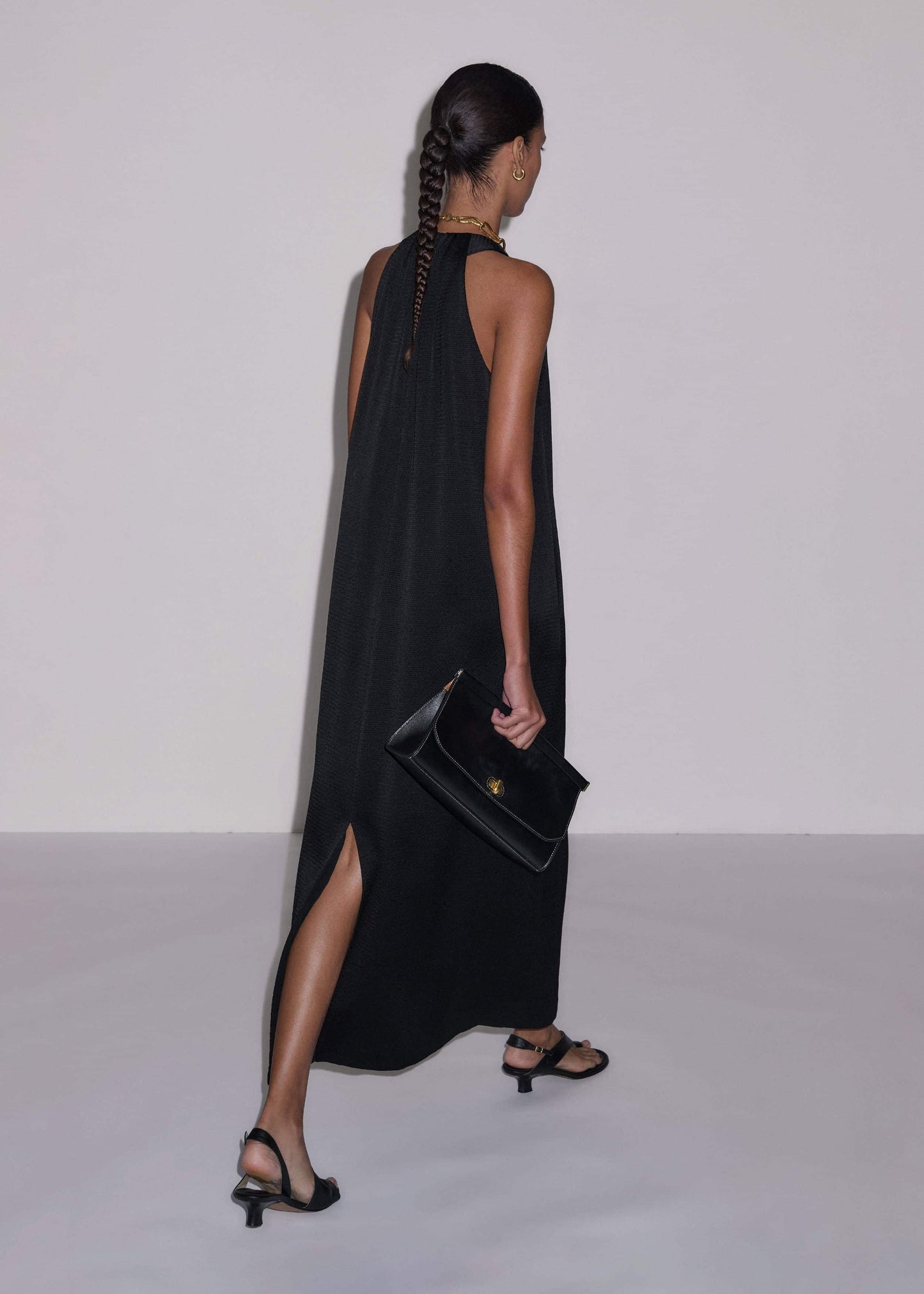 ME and EM Clothing Black Halterneck Maxi Dress