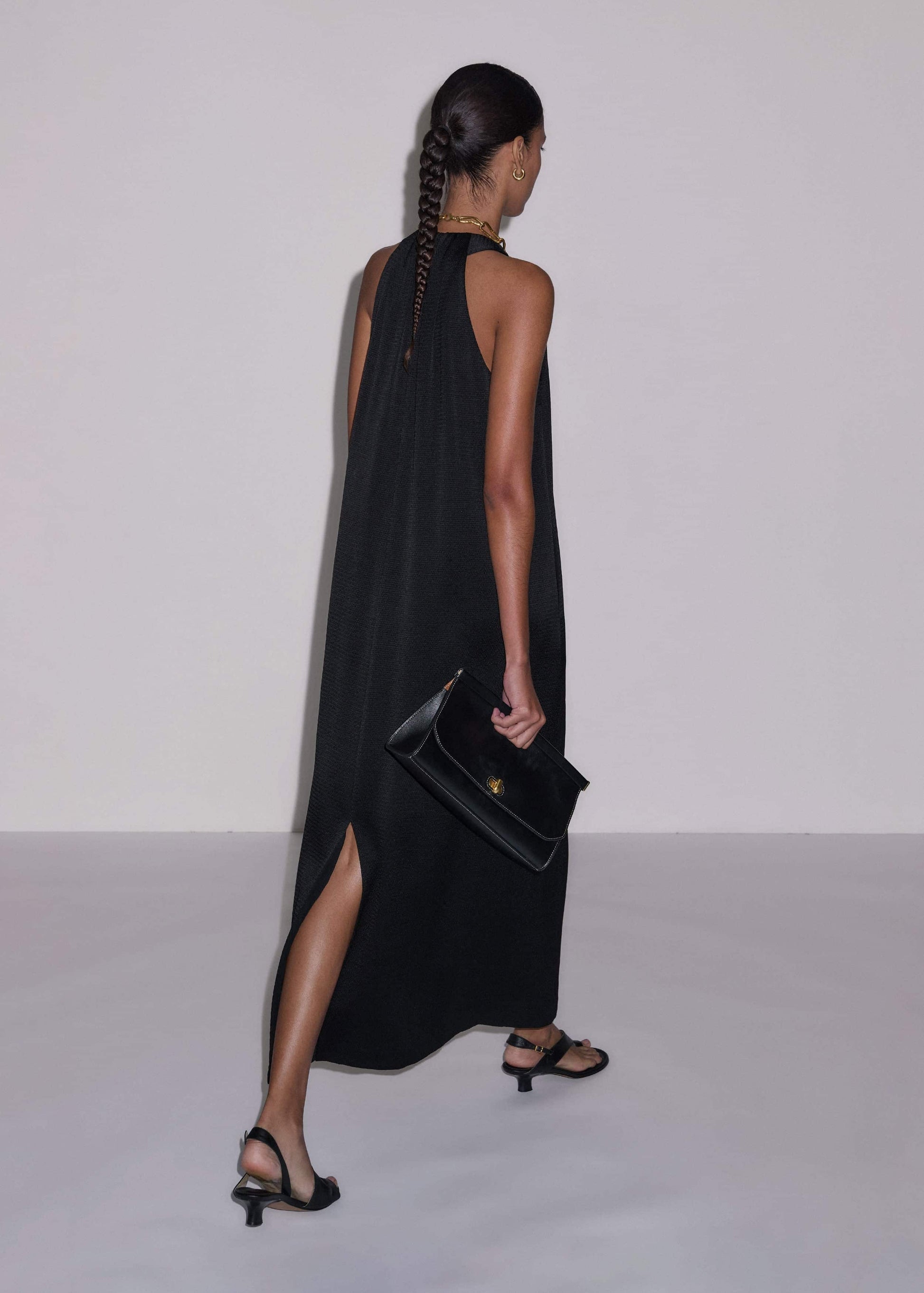 ME and EM Clothing Black Halterneck Maxi Dress