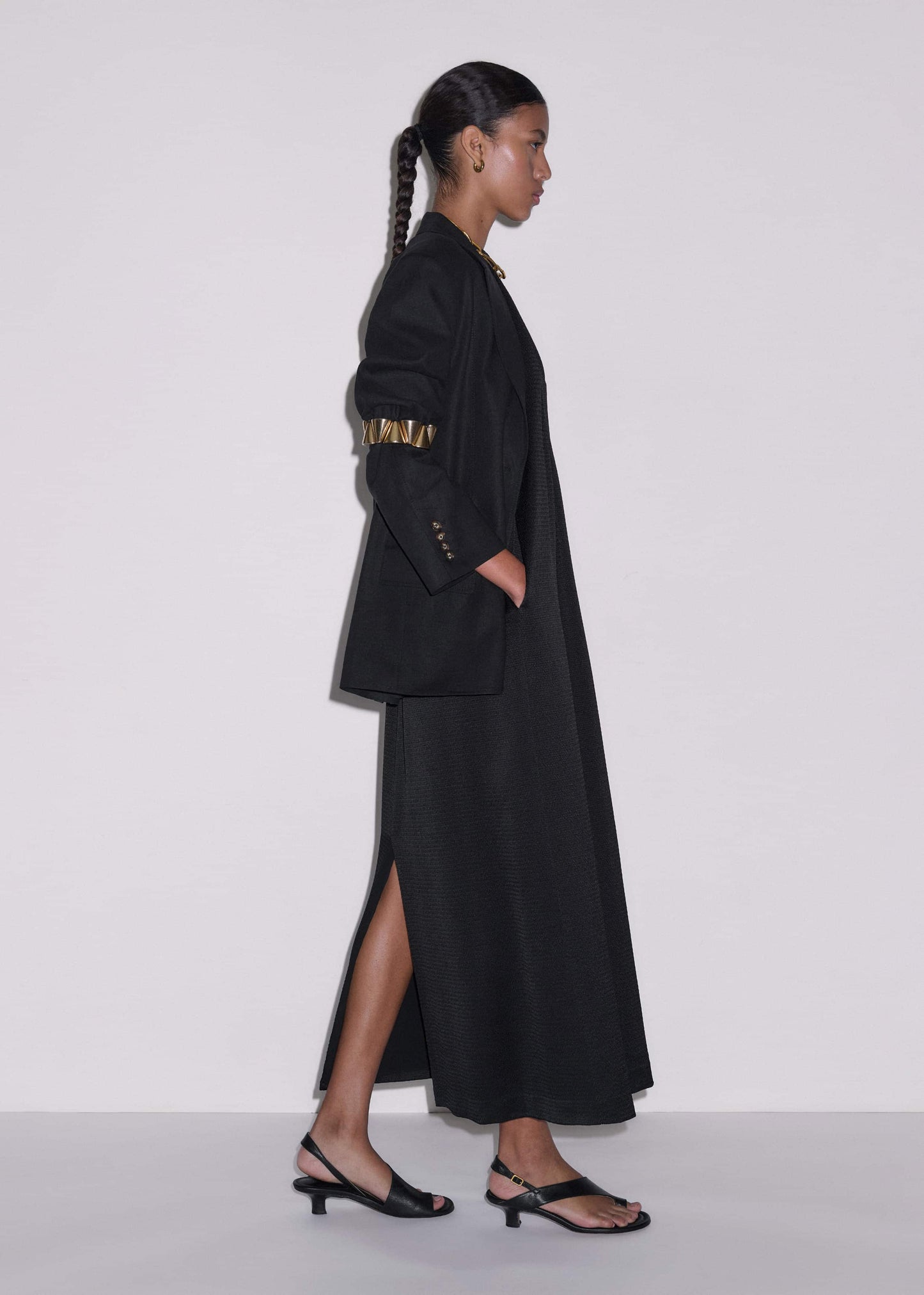 ME and EM Clothing Black Halterneck Maxi Dress