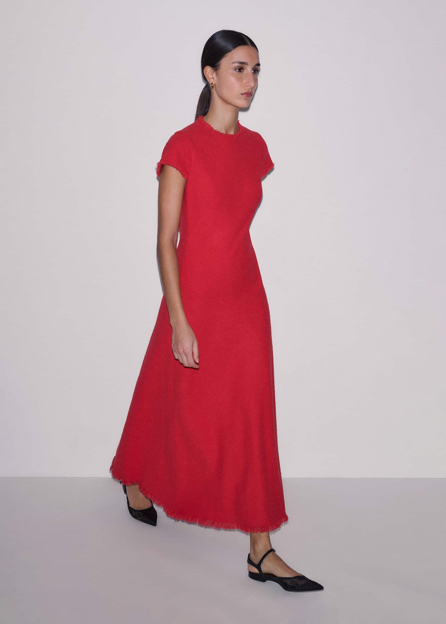 ME and EM Clothing Red Bias Cut AM-PM Maxi Dress