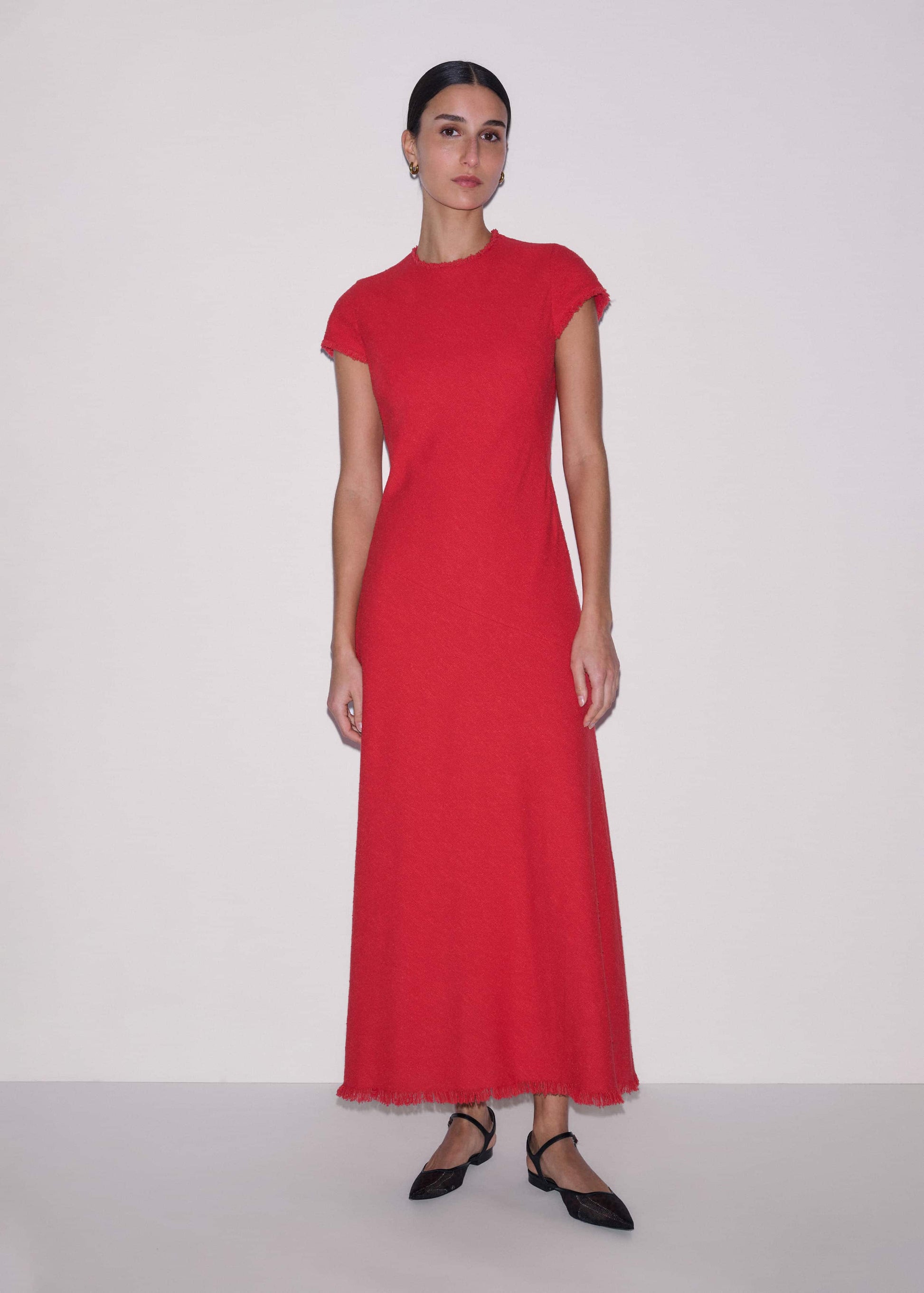 ME and EM Clothing Red Bias Cut AM-PM Maxi Dress