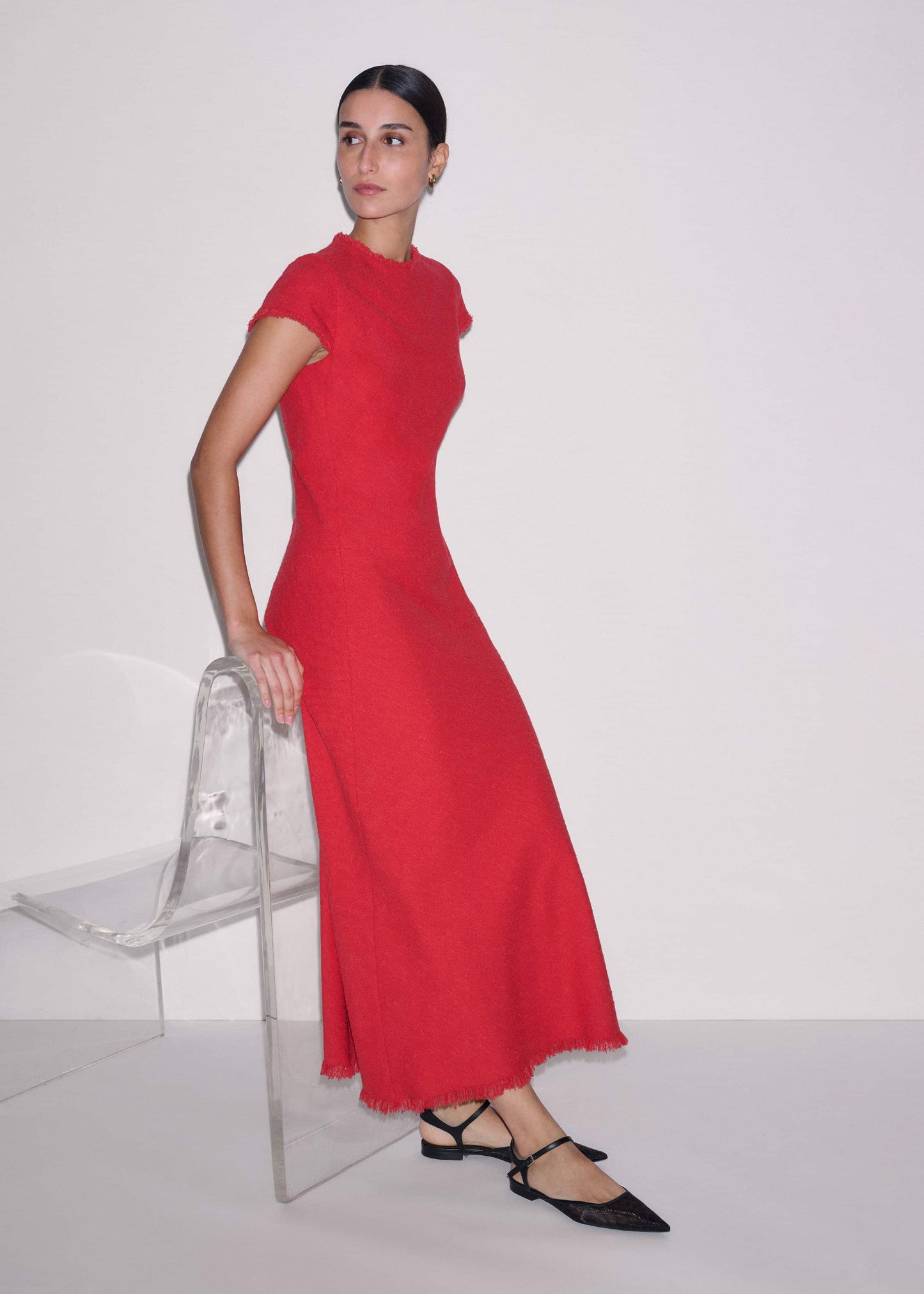 ME and EM Clothing Red Bias Cut AM-PM Maxi Dress