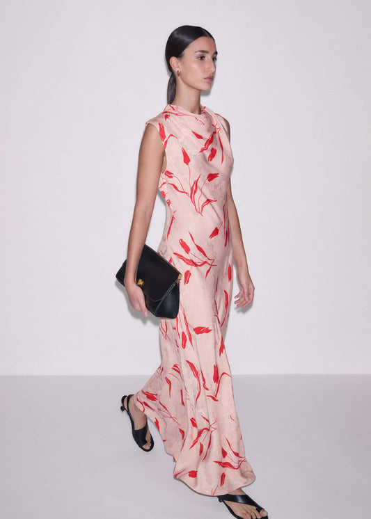 ME and EM Clothing Pink Bias Cut Maxi Dress