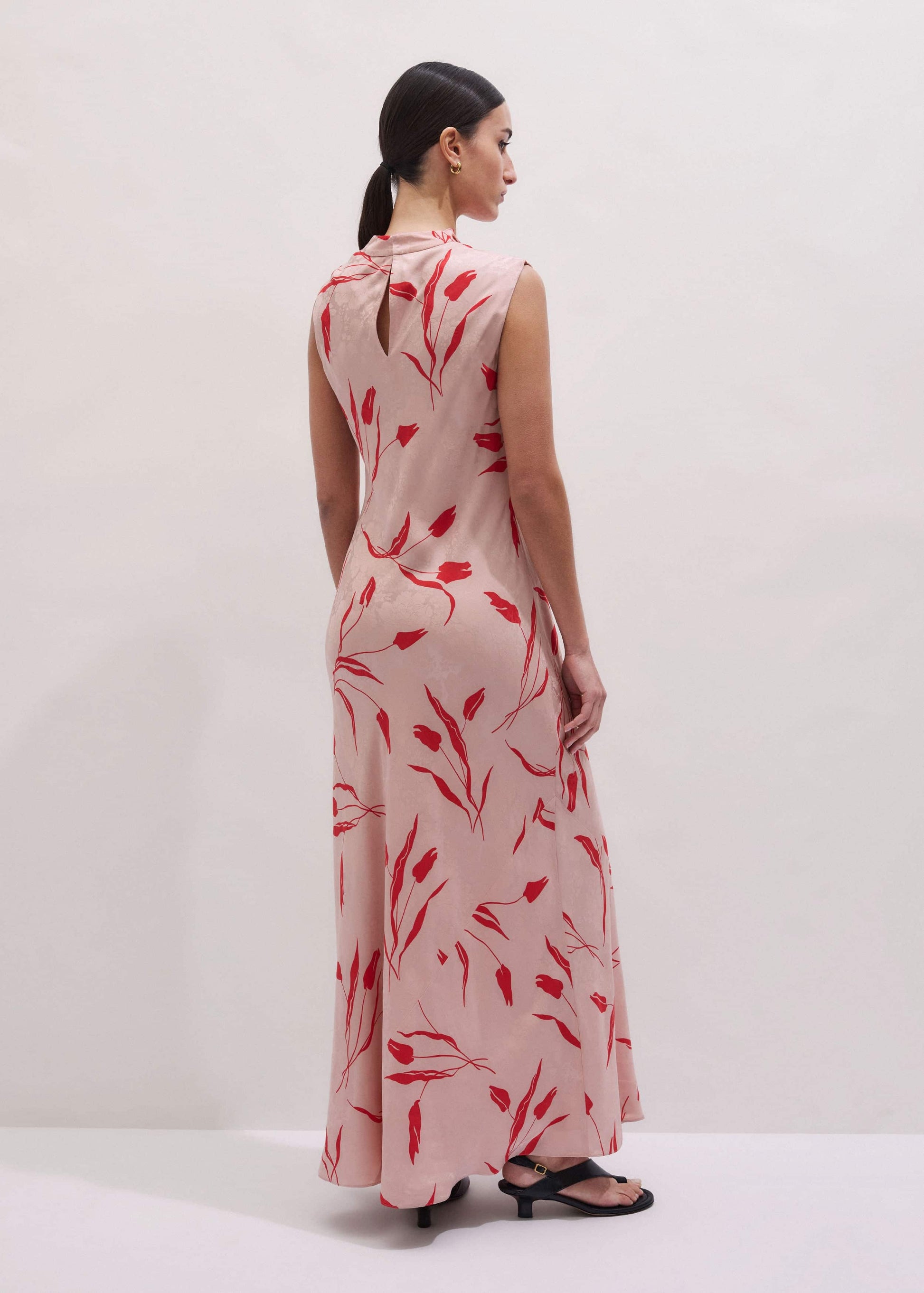ME and EM Clothing Pink Bias Cut Maxi Dress