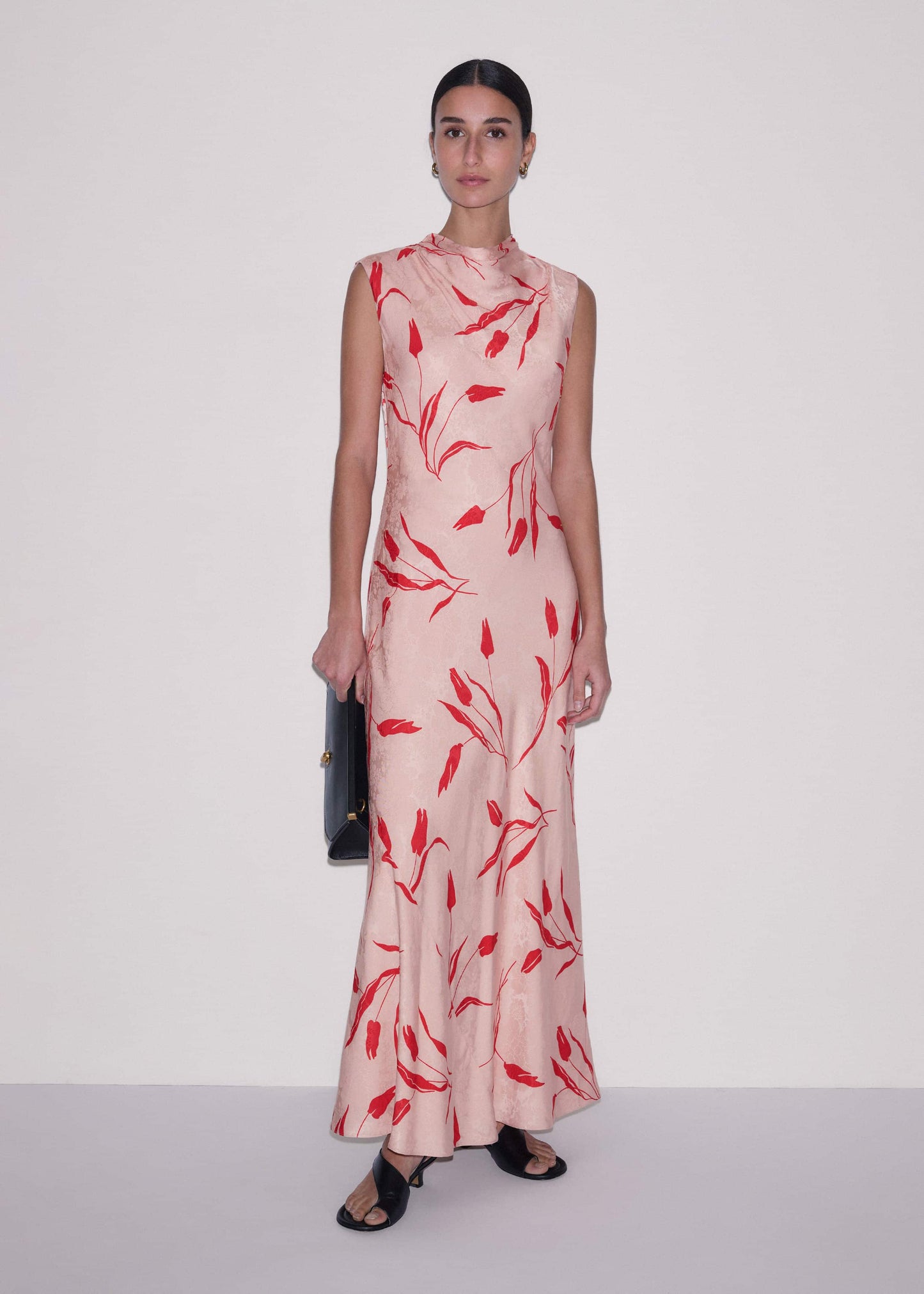 ME and EM Clothing Pink Bias Cut Maxi Dress