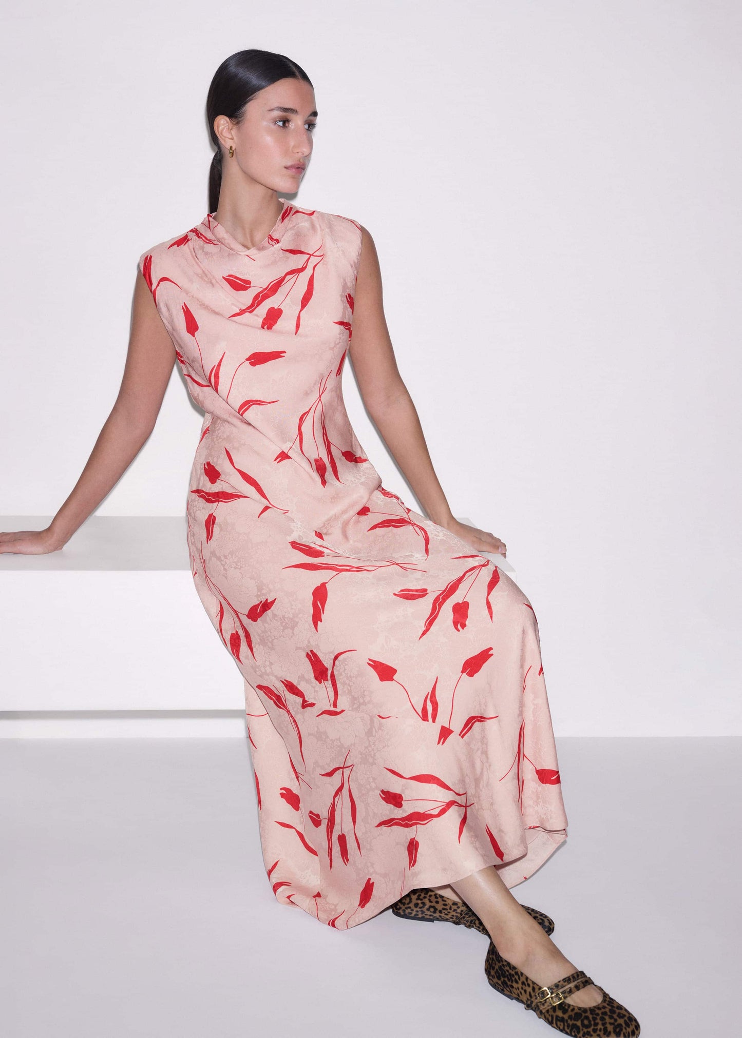 ME and EM Clothing Pink Bias Cut Maxi Dress