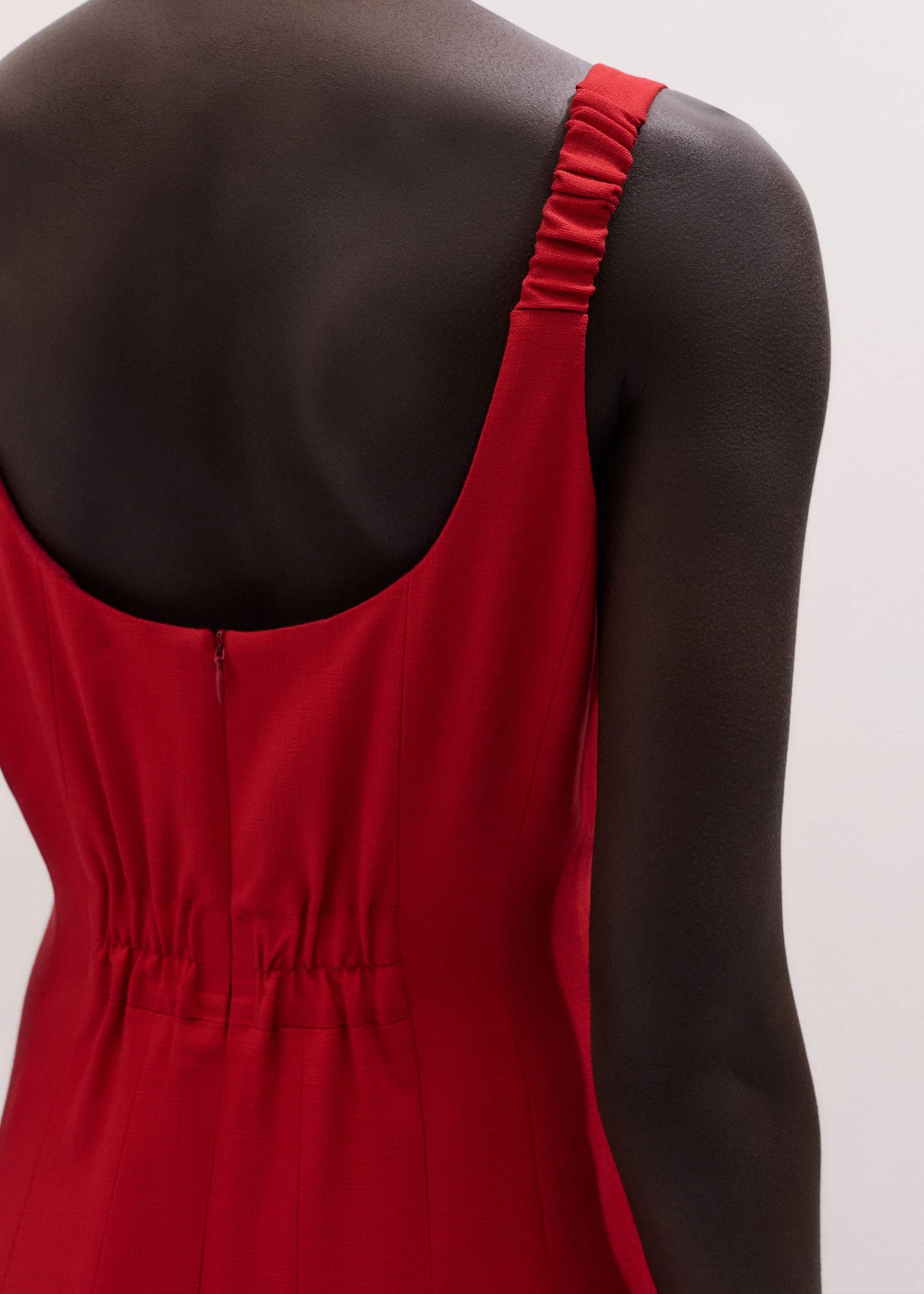 ME and EM Clothing Red Contour Seam Fit + Flare Maxi Dress