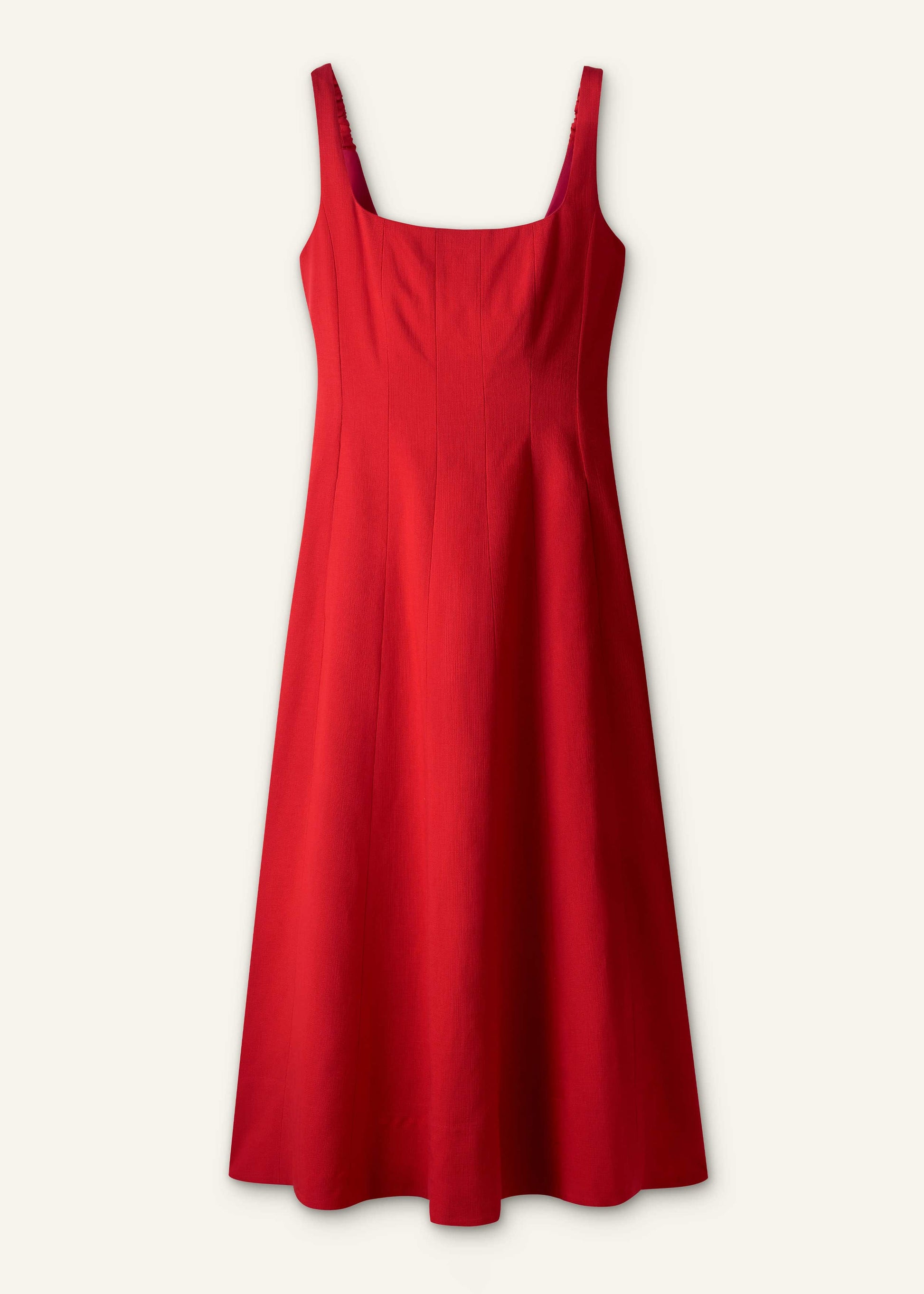 ME and EM Clothing Red Contour Seam Fit + Flare Maxi Dress