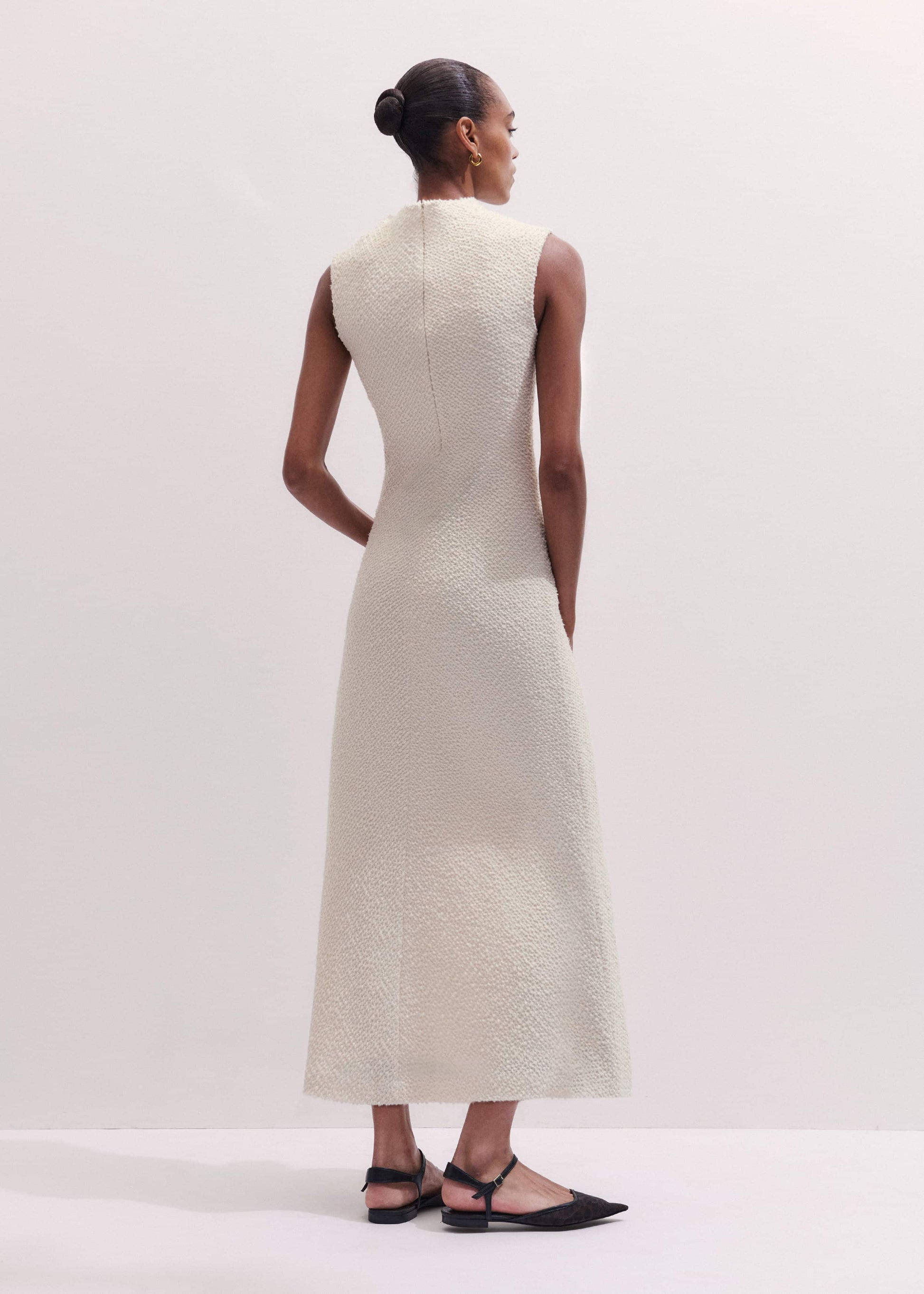 ME and EM Clothing Cream Cowl Neck Fit and Flare Maxi Dress