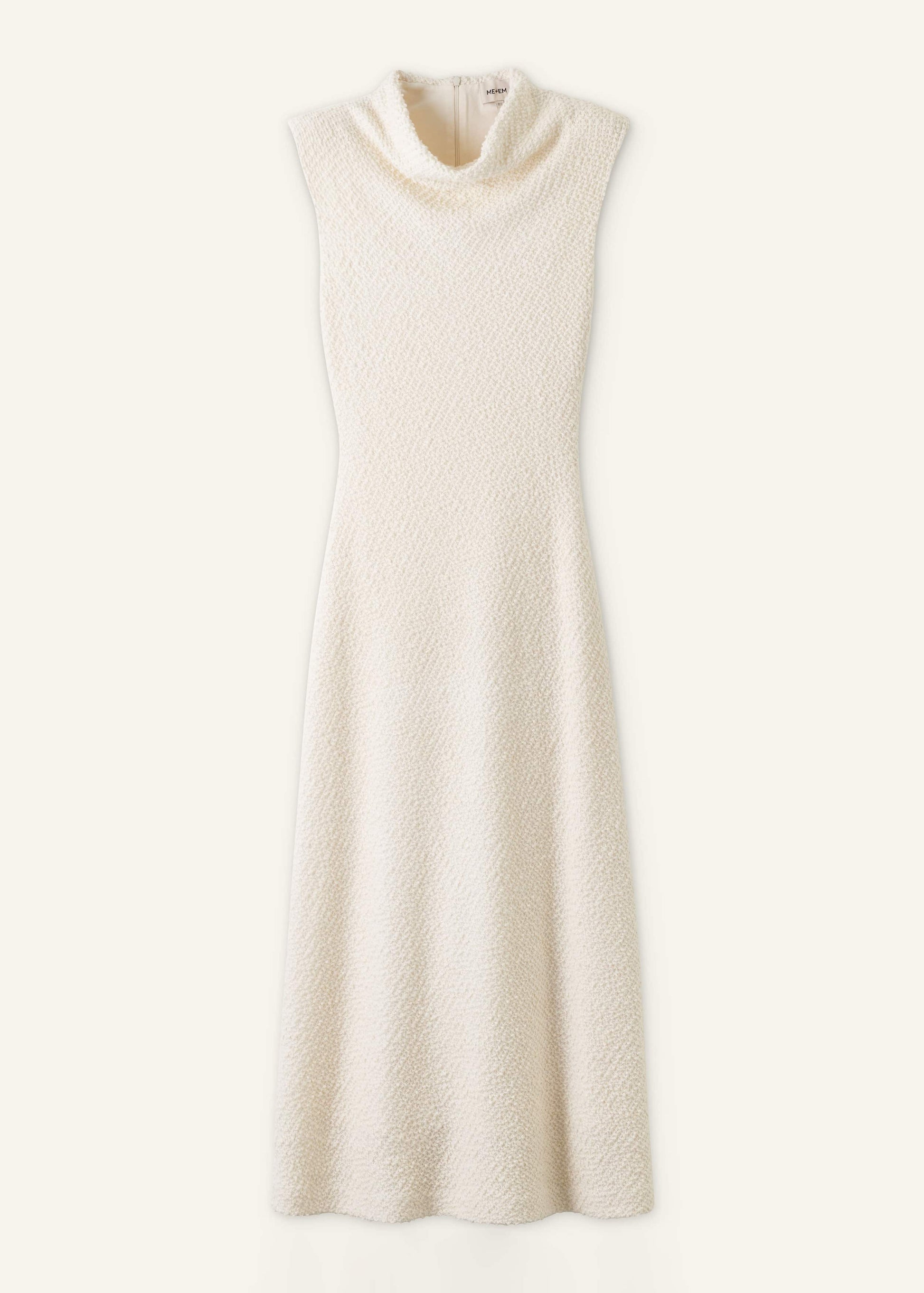 ME and EM Clothing Cream Cowl Neck Fit and Flare Maxi Dress