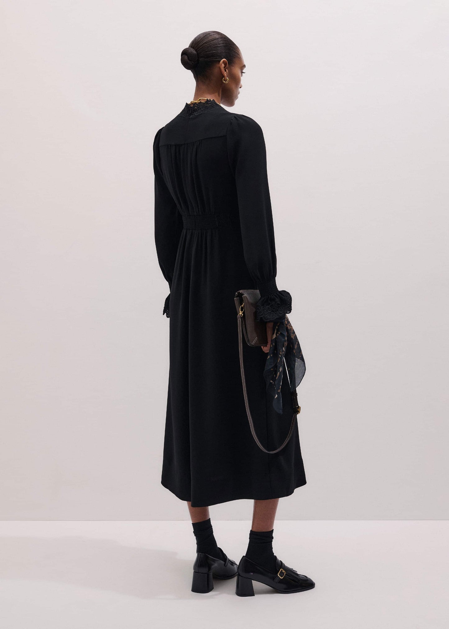 ME and EM Clothing Black Fit + Flare Lace Detail Maxi Dress
