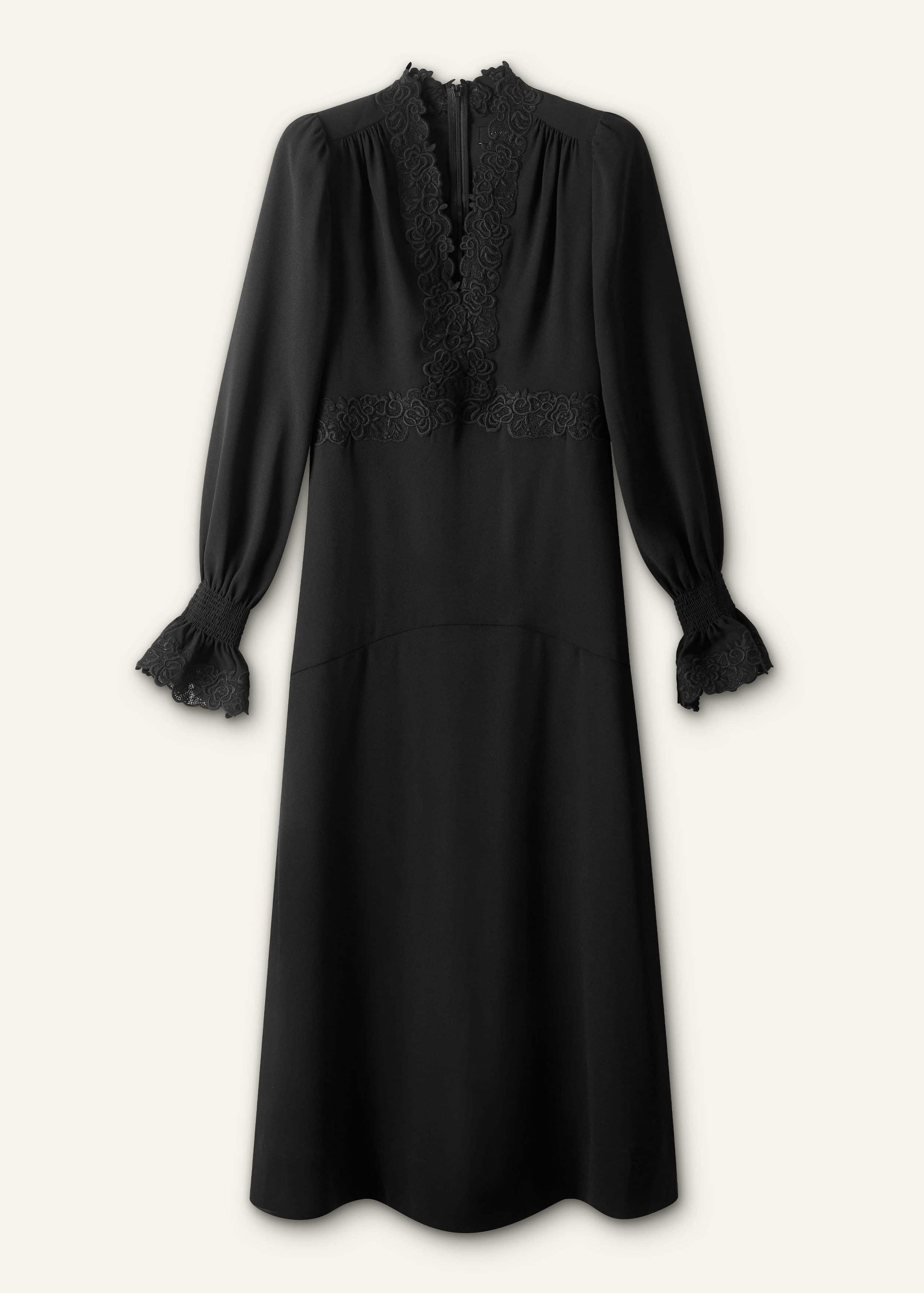 ME and EM Clothing Black Fit + Flare Lace Detail Maxi Dress