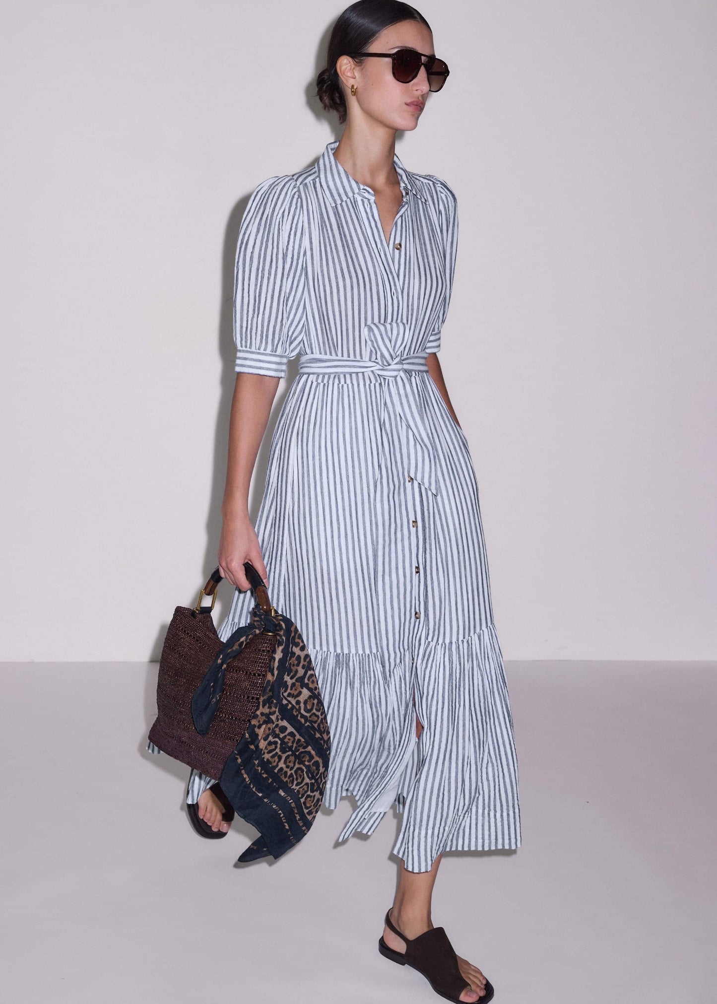 ME and EM Clothing Navy Midi Shirt Dress