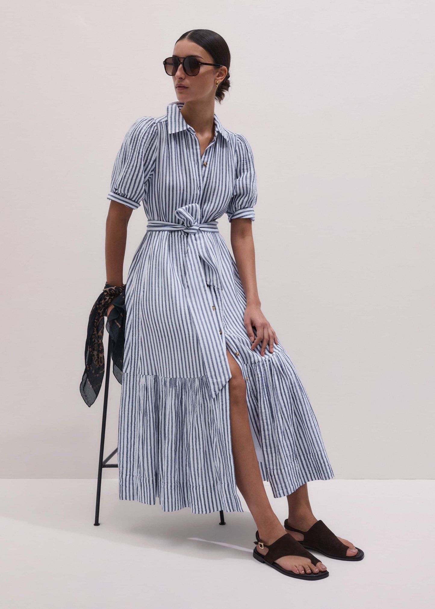 ME and EM Clothing Navy Midi Shirt Dress