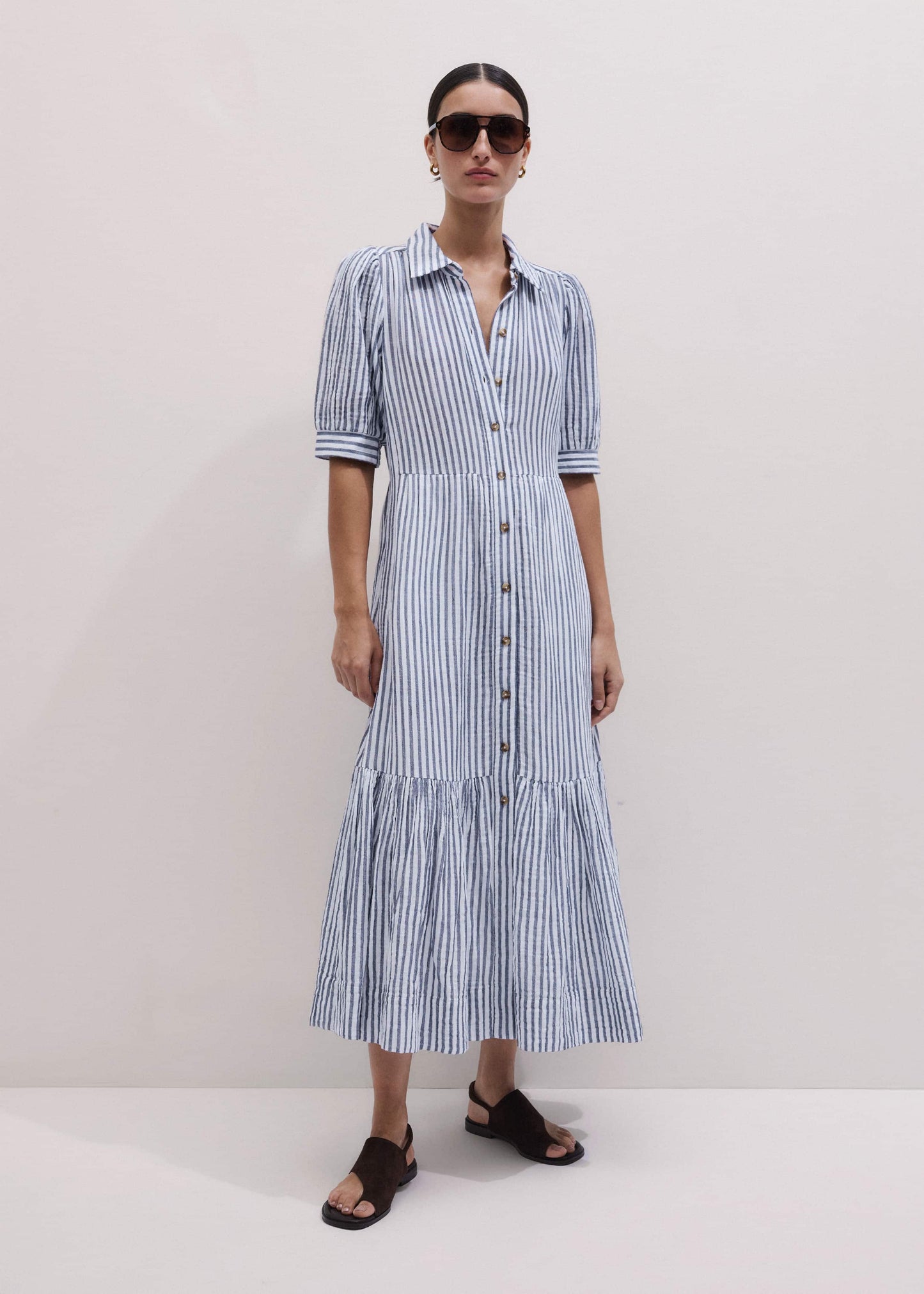 ME and EM Clothing Navy Midi Shirt Dress