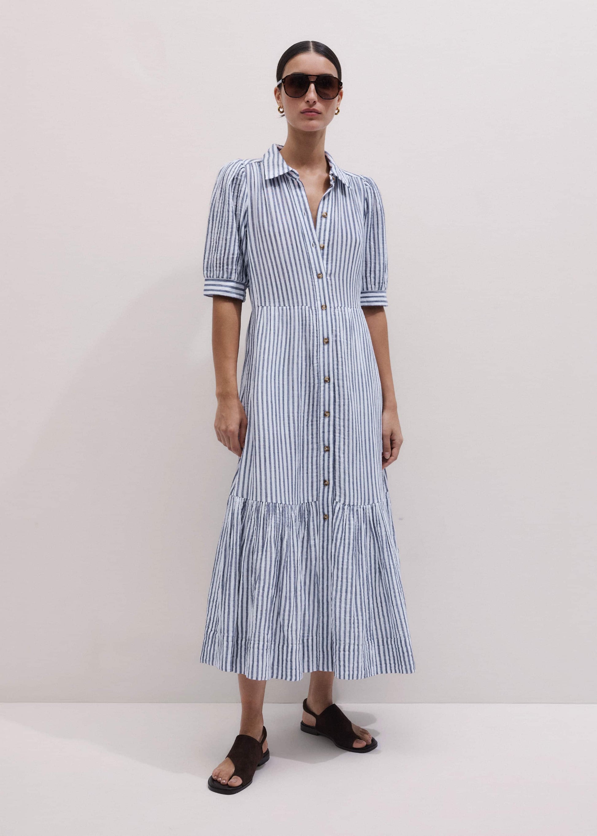 ME and EM Clothing Navy Midi Shirt Dress