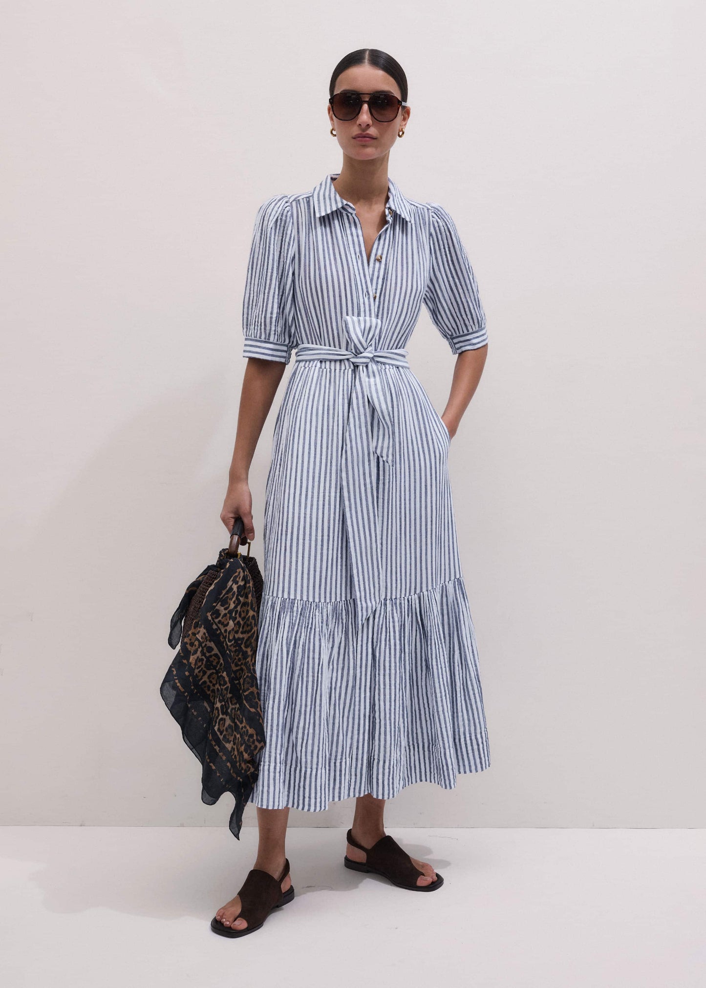 ME and EM Clothing Navy Midi Shirt Dress