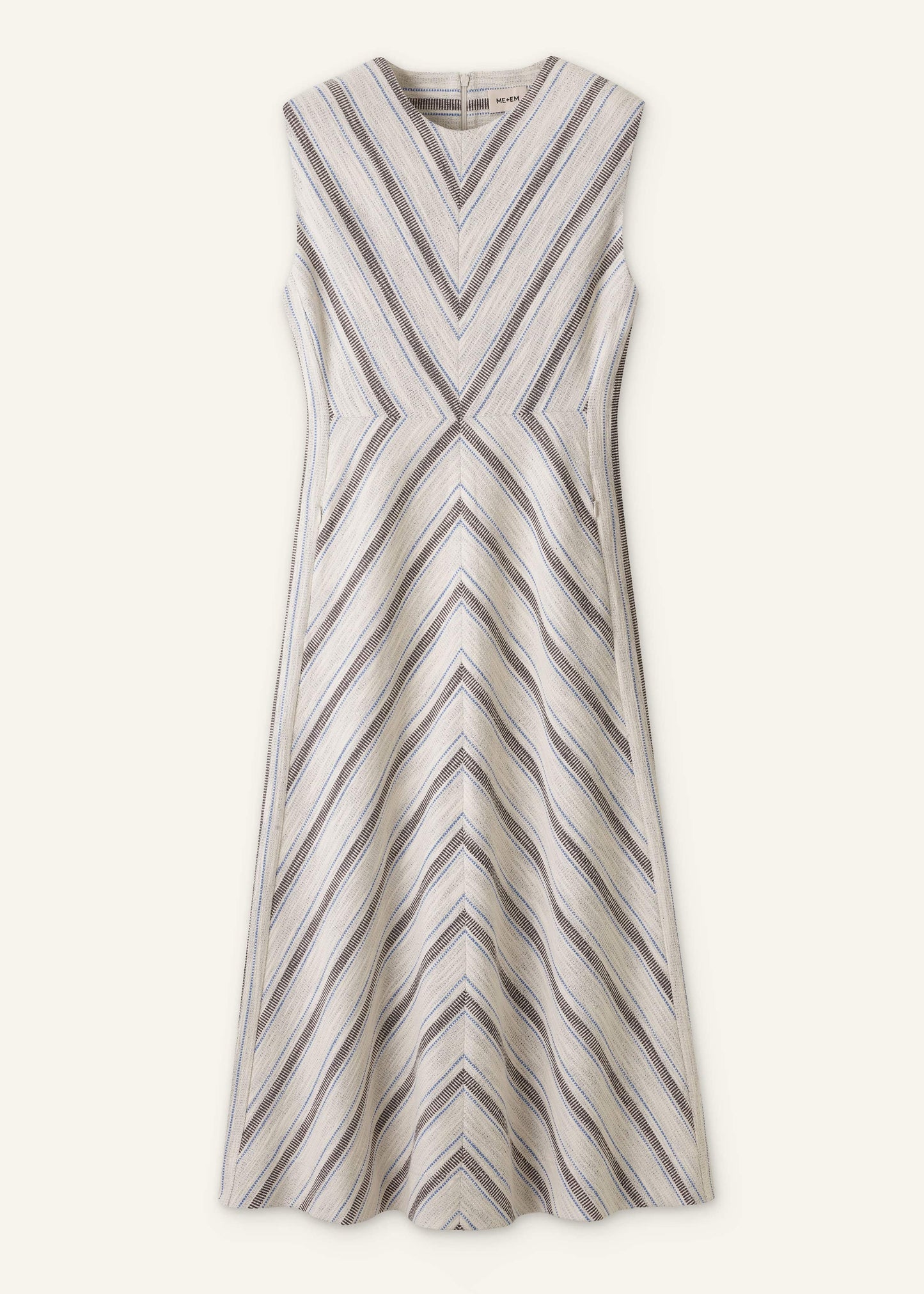 ME and EM Clothing Light Cream Fit + Flare Midi Dress