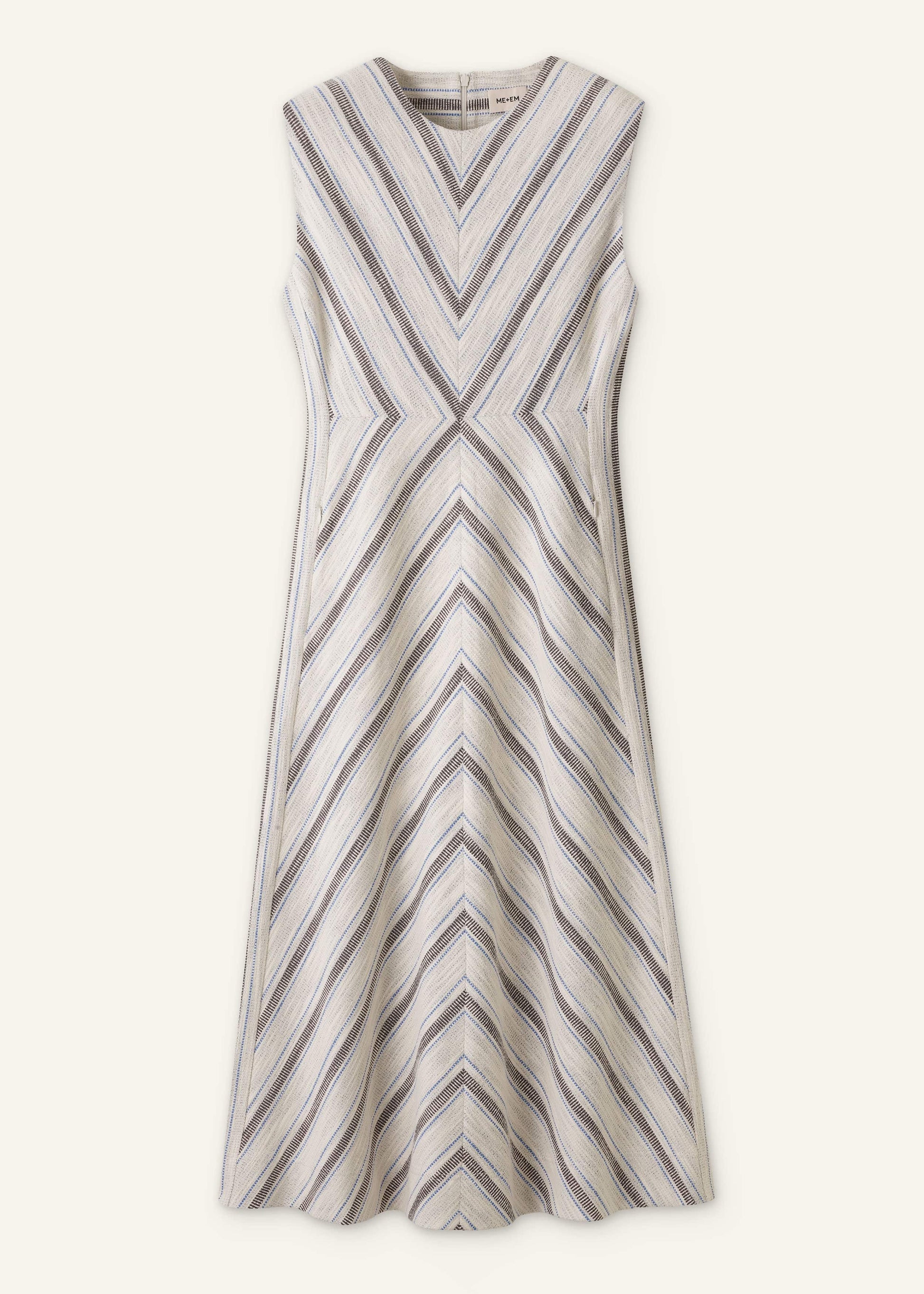 ME and EM Clothing Light Cream Fit + Flare Midi Dress