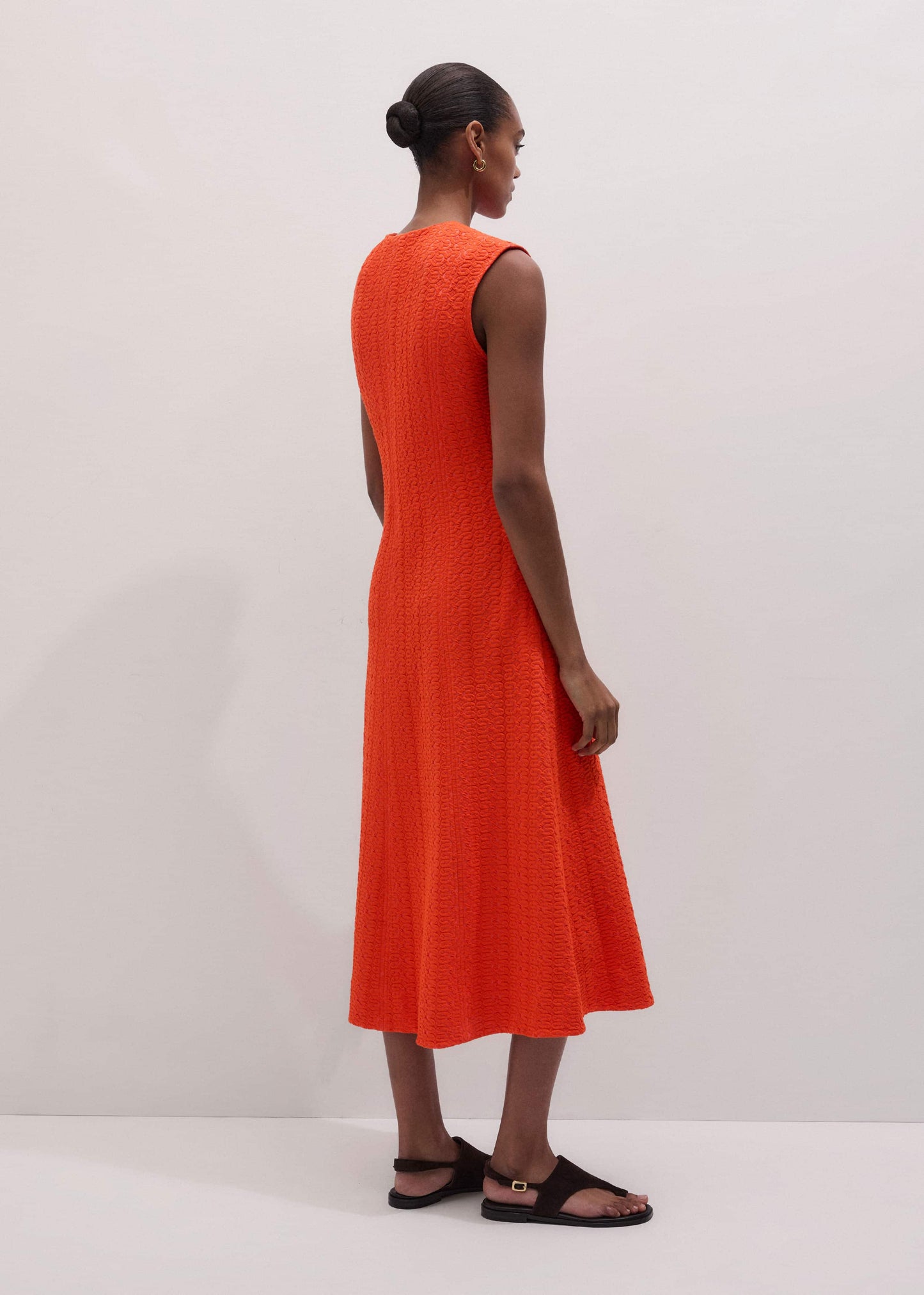ME and EM Clothing Orange Curling Crosses Jacquard Midi Dress