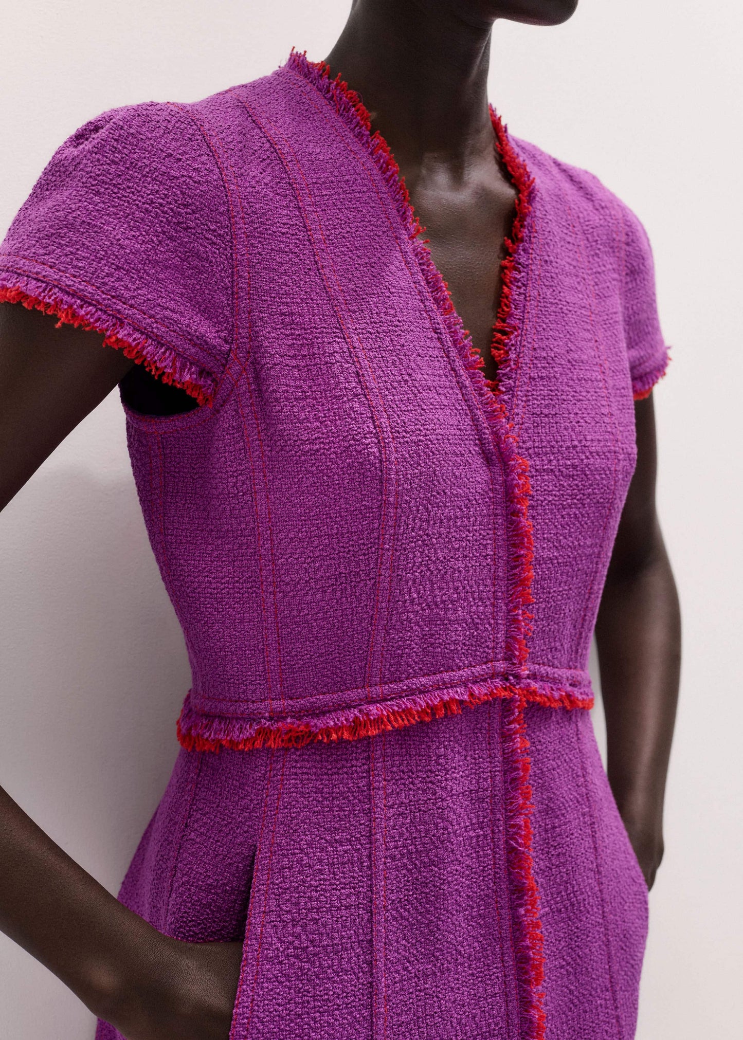 ME and EM Clothing Purple Fringe Detail Fit + Flare Midi Dress